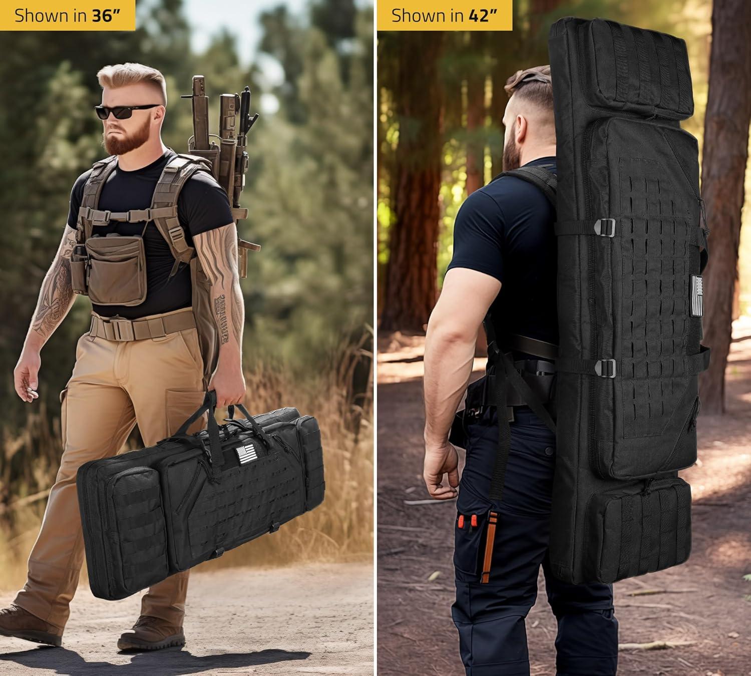 image:imageCVLIFE 36 42 46 Soft Rifle Case Double Long Gun Bagwith Lockable Zipper and Backpack StrapRifle Backpack Rifle Bag Gun Case for Outdoor Hunting Shooting RangeBlack