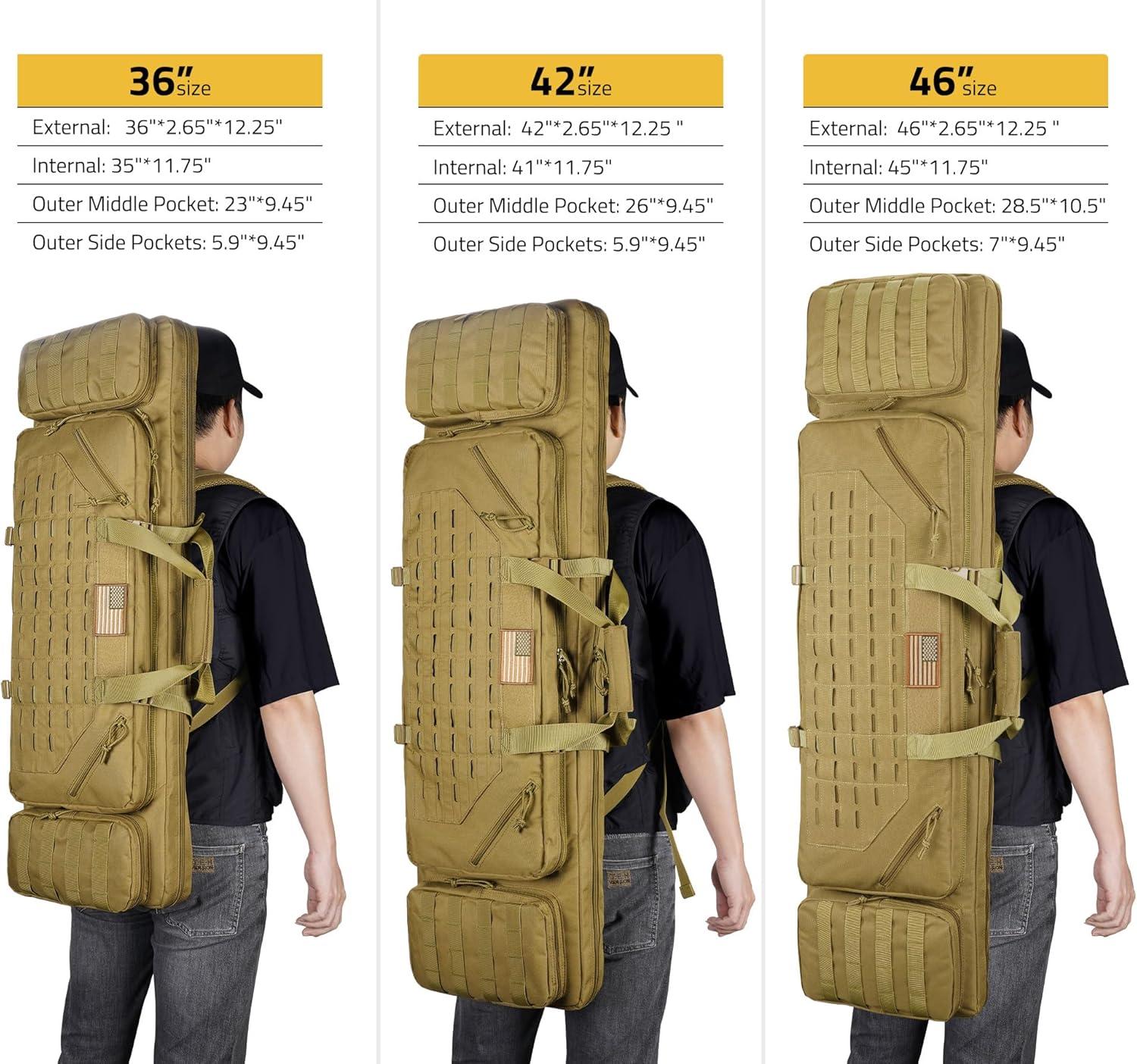 image:imageCVLIFE 36 42 46 Soft Rifle Case Double Long Gun Bagwith Lockable Zipper and Backpack StrapRifle Backpack Rifle Bag Gun Case for Outdoor Hunting Shooting RangeFlat Dark Earth