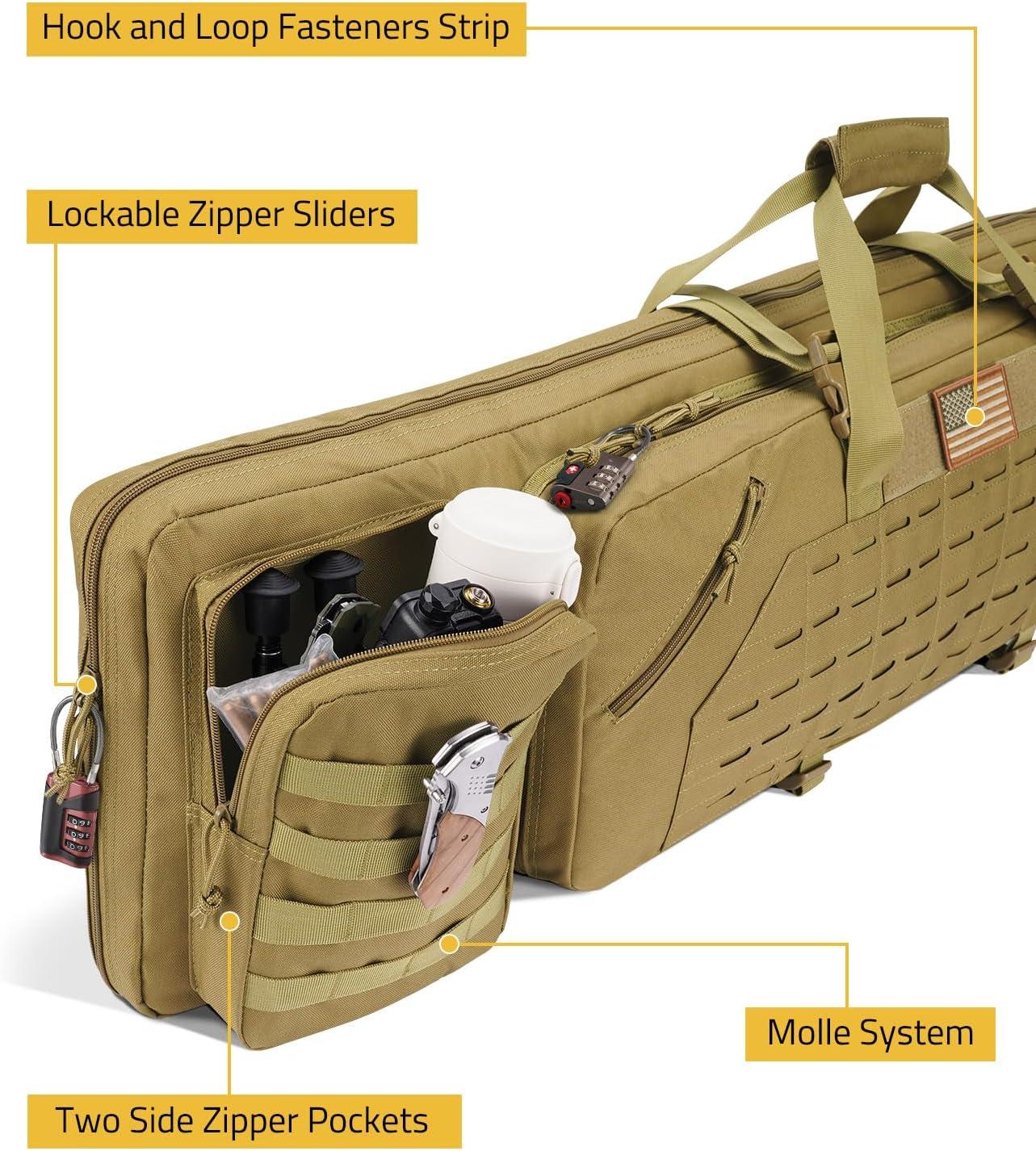 image:imageCVLIFE 36 42 46 Soft Rifle Case Double Long Gun Bagwith Lockable Zipper and Backpack StrapRifle Backpack Rifle Bag Gun Case for Outdoor Hunting Shooting RangeFlat Dark Earth