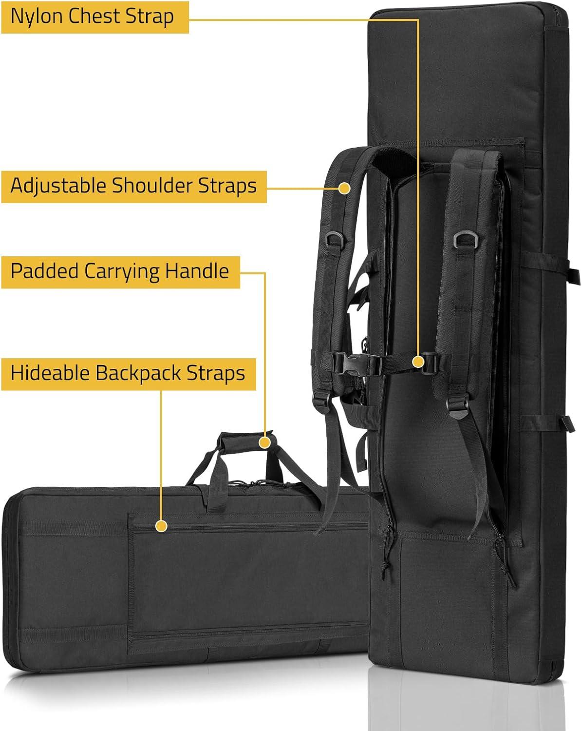 image:imageCVLIFE 36 42 46 Soft Rifle Case Double Long Gun Bagwith Lockable Zipper and Backpack StrapRifle Backpack Rifle Bag Gun Case for Outdoor Hunting Shooting RangeBlack