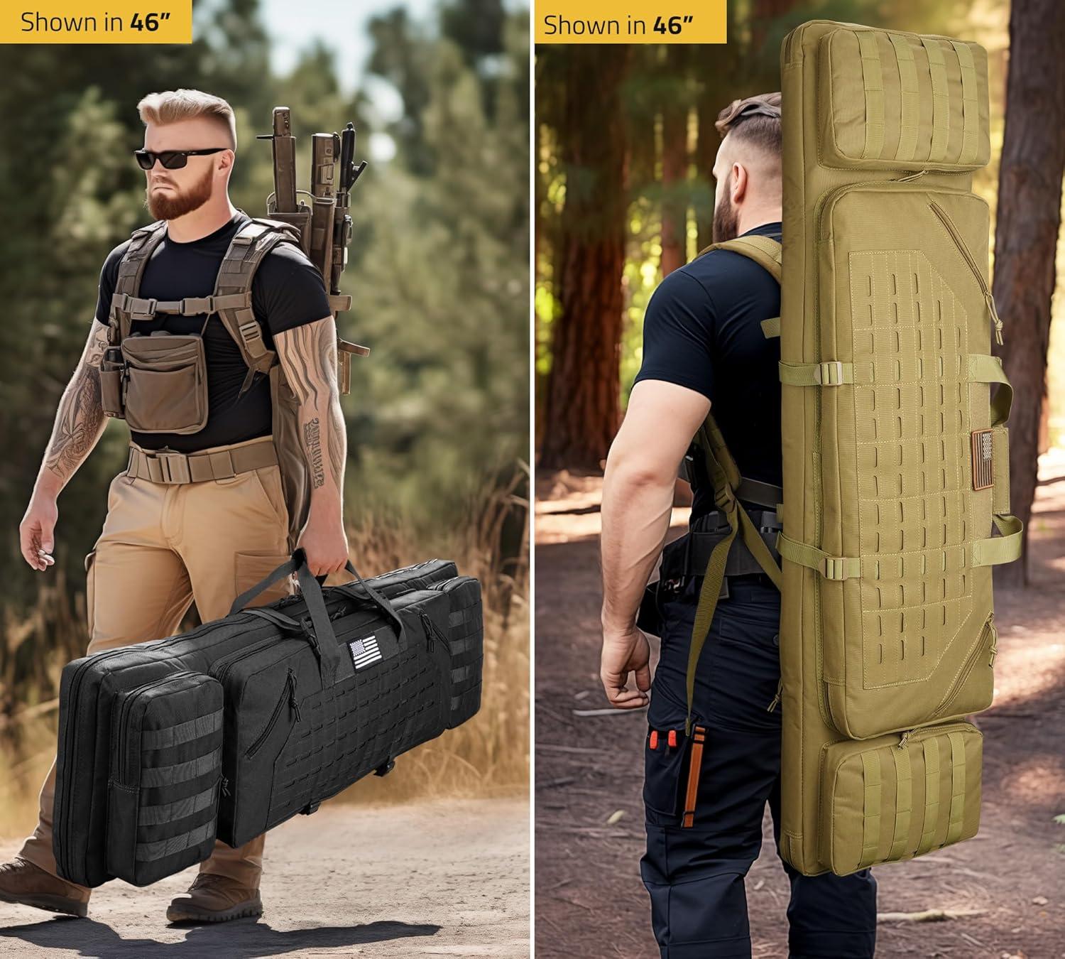 image:imageCVLIFE 36 42 46 Soft Rifle Case Double Long Gun Bagwith Lockable Zipper and Backpack StrapRifle Backpack Rifle Bag Gun Case for Outdoor Hunting Shooting RangeFlat Dark Earth