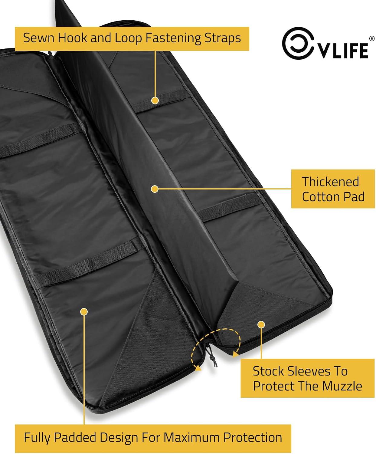 image:imageCVLIFE 36 42 46 Soft Rifle Case Double Long Gun Bagwith Lockable Zipper and Backpack StrapRifle Backpack Rifle Bag Gun Case for Outdoor Hunting Shooting RangeBlack