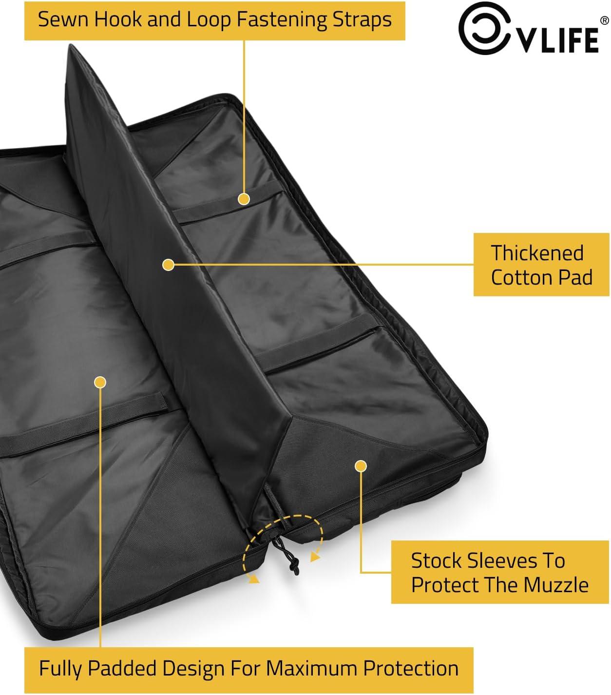 image:imageCVLIFE 36 42 46 Soft Rifle Case Double Long Gun Bagwith Lockable Zipper and Backpack StrapRifle Backpack Rifle Bag Gun Case for Outdoor Hunting Shooting RangeBlack