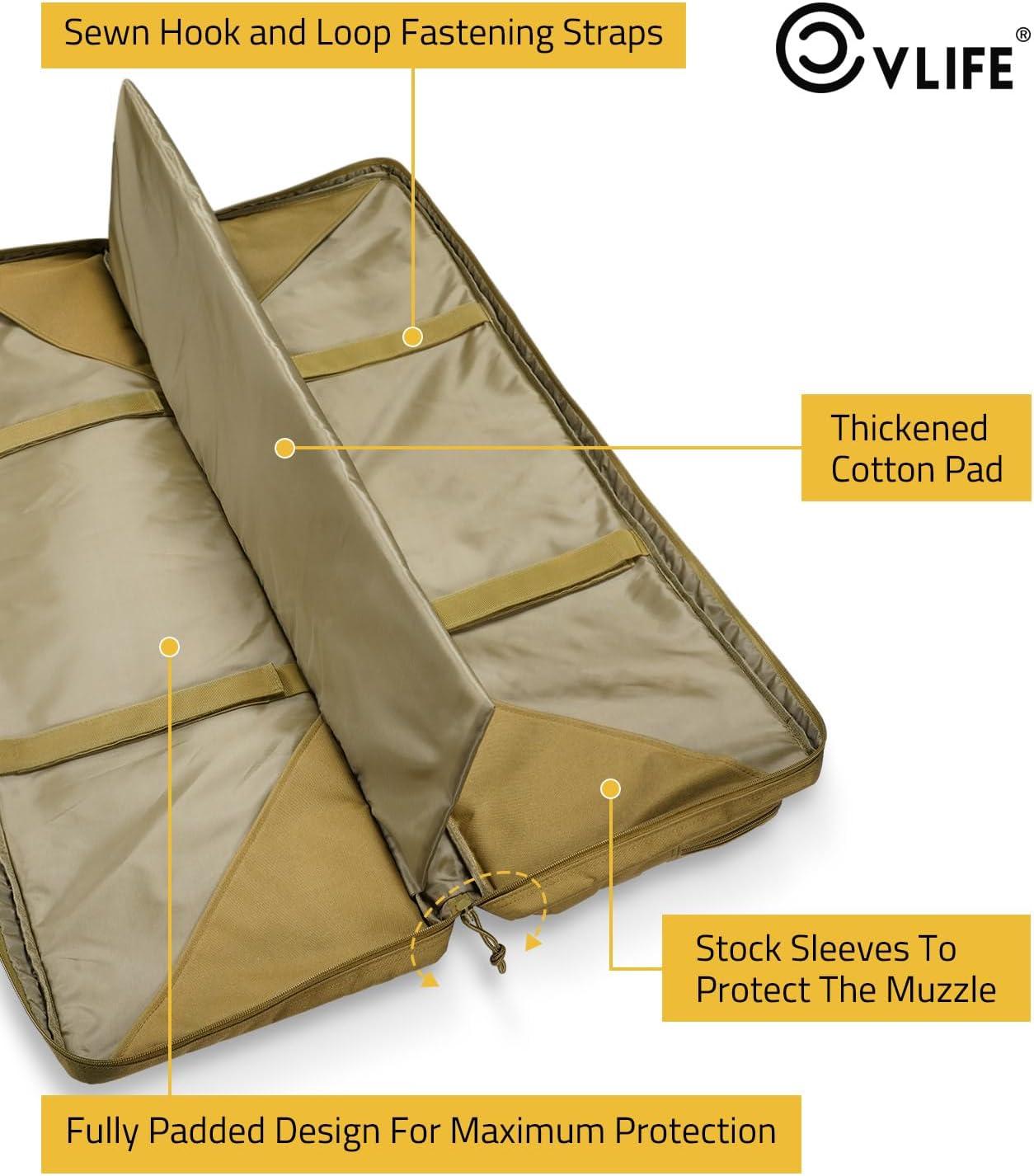 image:imageCVLIFE 36 42 46 Soft Rifle Case Double Long Gun Bagwith Lockable Zipper and Backpack StrapRifle Backpack Rifle Bag Gun Case for Outdoor Hunting Shooting RangeFlat Dark Earth