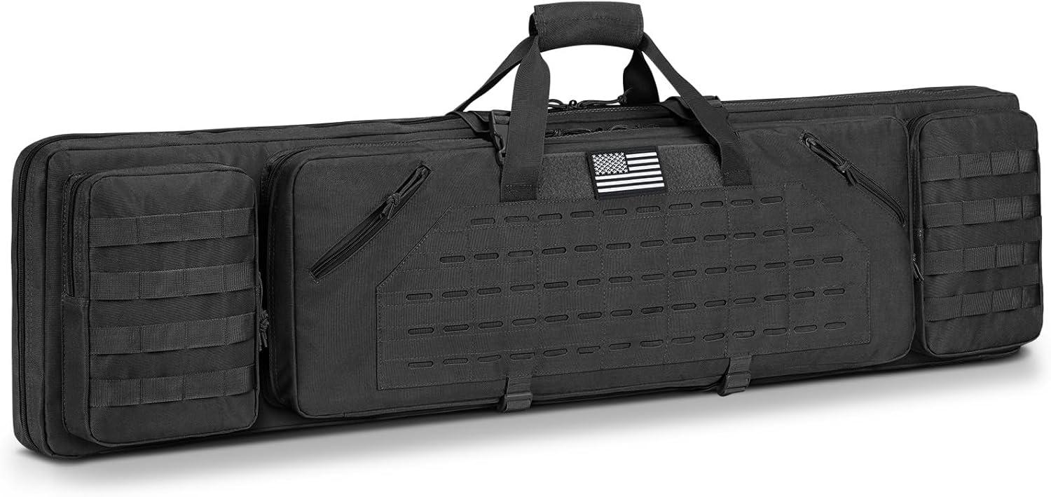 image:imageCVLIFE 36 42 46 Soft Rifle Case Double Long Gun Bagwith Lockable Zipper and Backpack StrapRifle Backpack Rifle Bag Gun Case for Outdoor Hunting Shooting RangeBlack