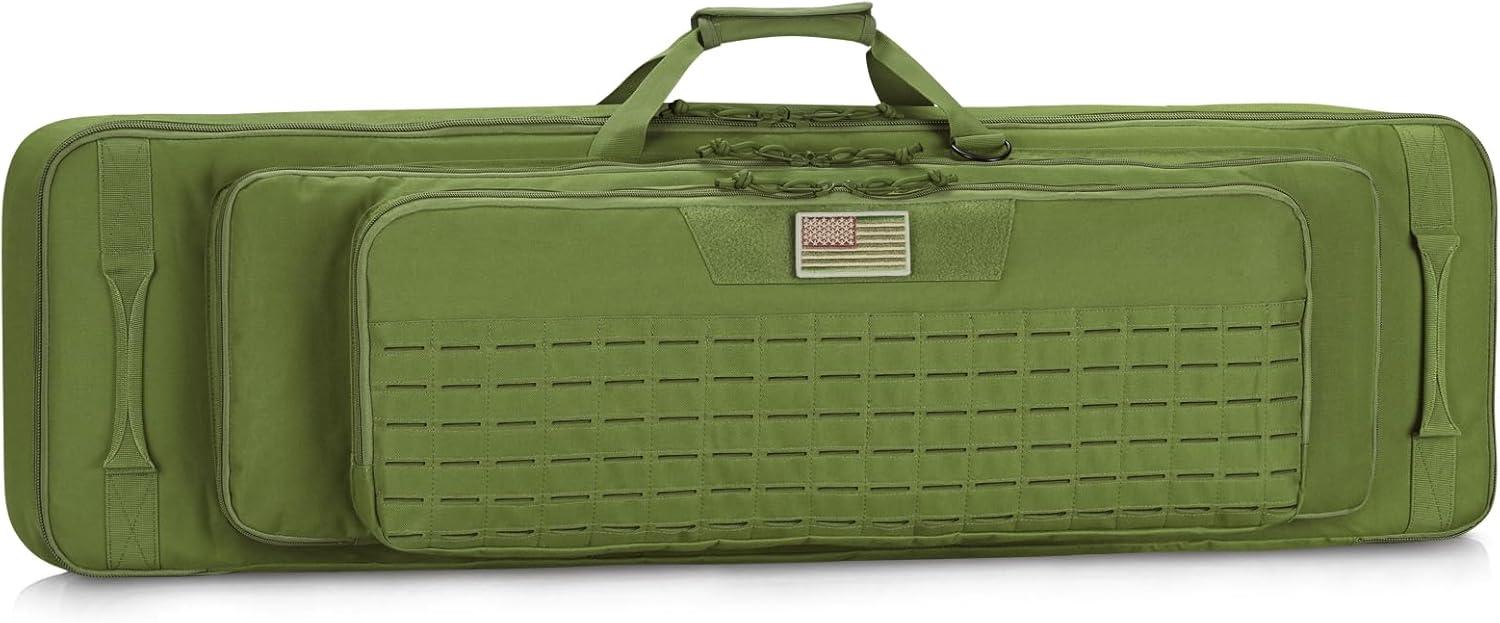 image:imageCVLIFE 36 42 46 Soft Rifle Case Triple Layered Double Rifle Bag Oversized Long Gun Bag with Lockable Zipper and Backpack Strap Rifle Backpack Gun Case for Outdoor Hunting Shooting RangeGreen