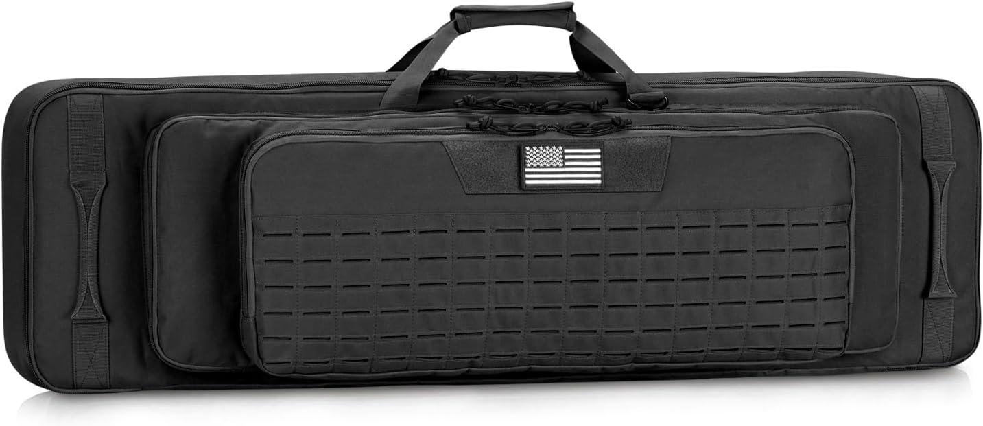 image:imageCVLIFE 36 42 46 Soft Rifle Case Triple Layered Double Rifle Bag Oversized Long Gun Bag with Lockable Zipper and Backpack Strap Rifle Backpack Gun Case for Outdoor Hunting Shooting RangeBlack