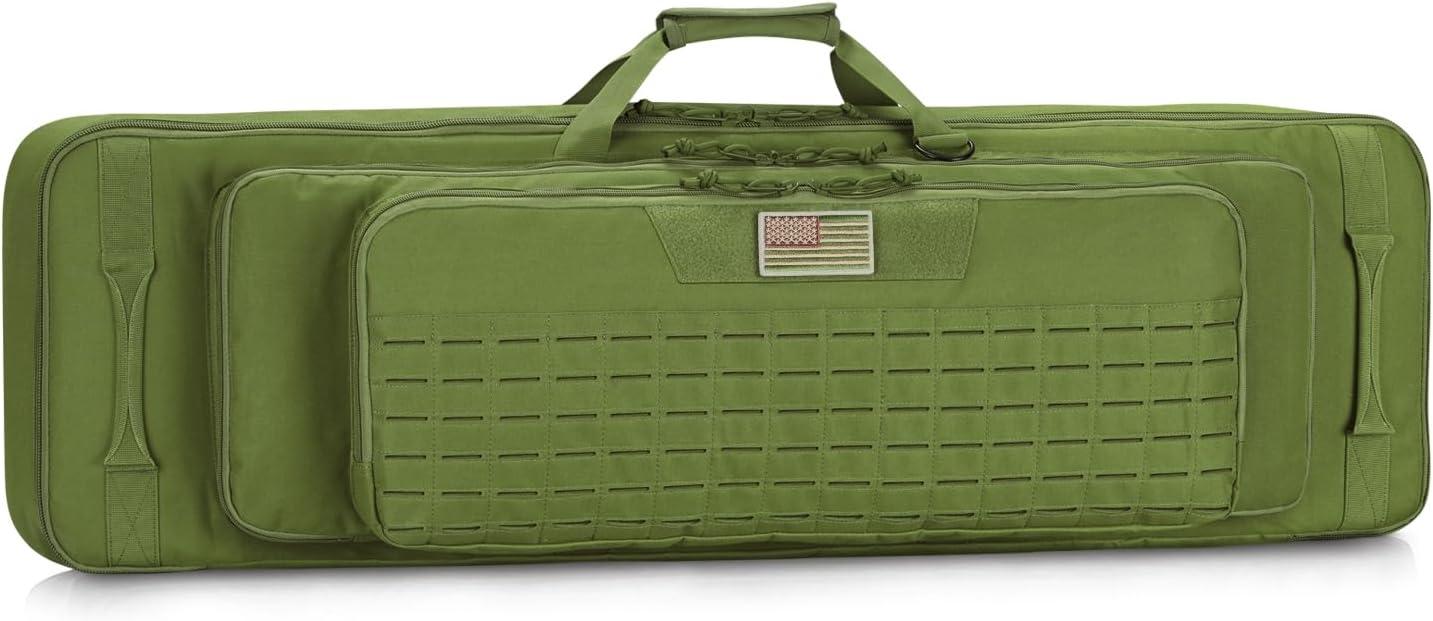 image:imageCVLIFE 36 42 46 Soft Rifle Case Triple Layered Double Rifle Bag Oversized Long Gun Bag with Lockable Zipper and Backpack Strap Rifle Backpack Gun Case for Outdoor Hunting Shooting RangeGreen