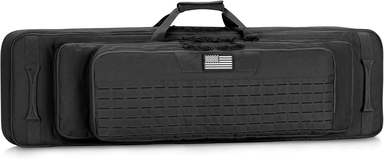 image:imageCVLIFE 36 42 46 Soft Rifle Case Triple Layered Double Rifle Bag Oversized Long Gun Bag with Lockable Zipper and Backpack Strap Rifle Backpack Gun Case for Outdoor Hunting Shooting RangeBlack