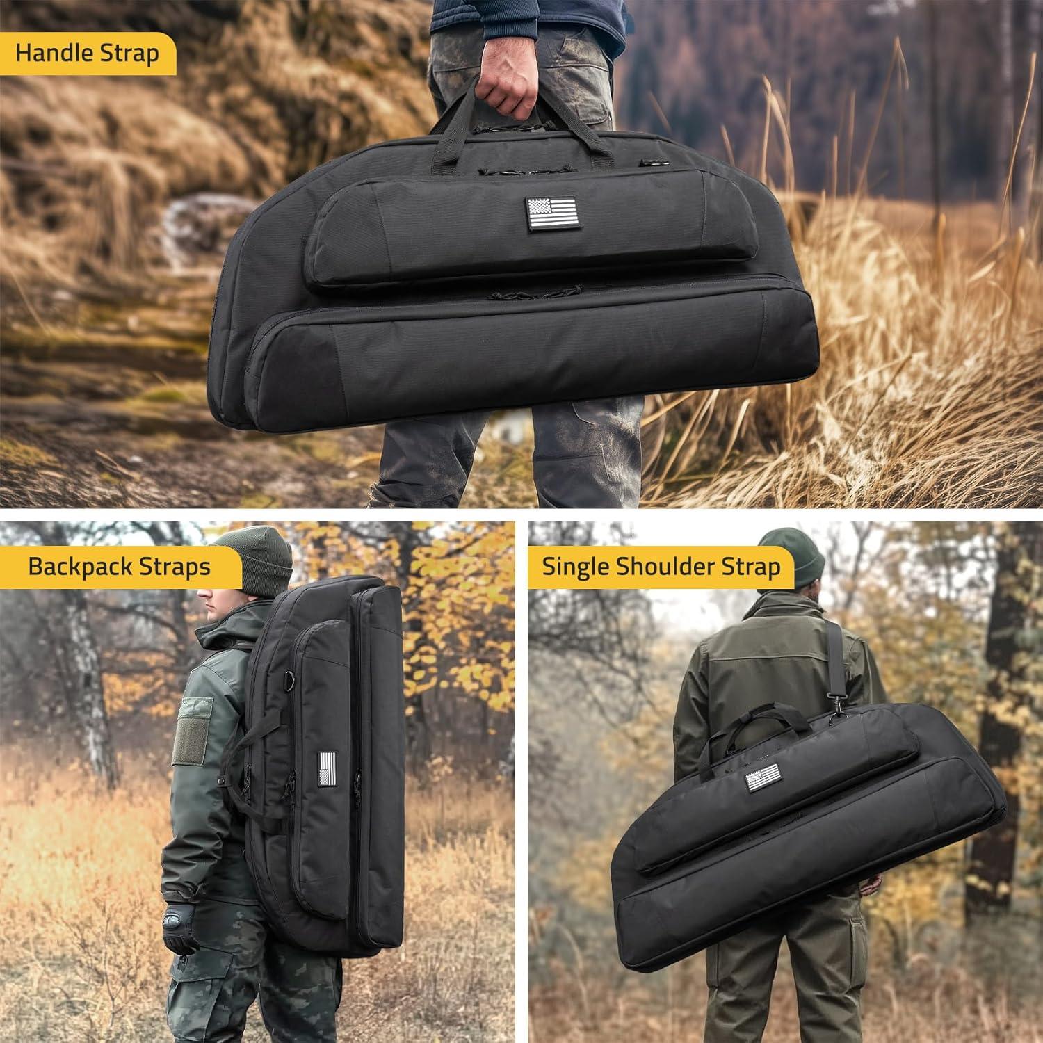 image:imageCVLIFE 37 Compound Bow Case Bow Bag Soft Bow Case Compact Arrow Case Lightweight Archery Case with Backpack Strap and Arrow Pocket Padding for Hunting ProtectionBlack