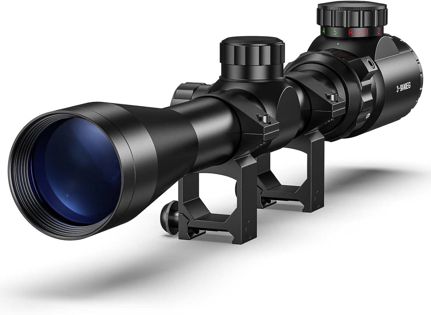 image:imageCVLIFE 39x40 Rifle Scope Red amp Green Illuminated Optical Riflescope 1 inch Tube Scope for Hunting with Mounts20mm