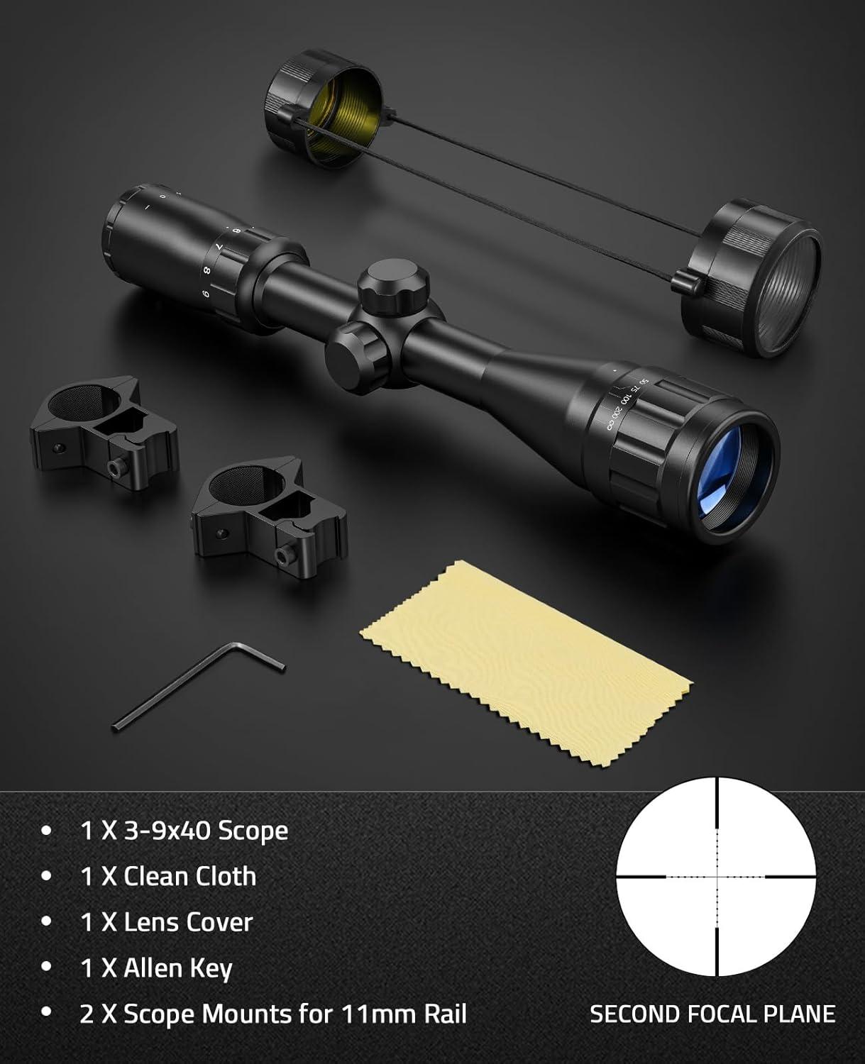 image:imageCVLIFE 39x40AO Rifle Scope Optics R4 Reticle Crosshair Scope with Mounts11mm Dovetail
