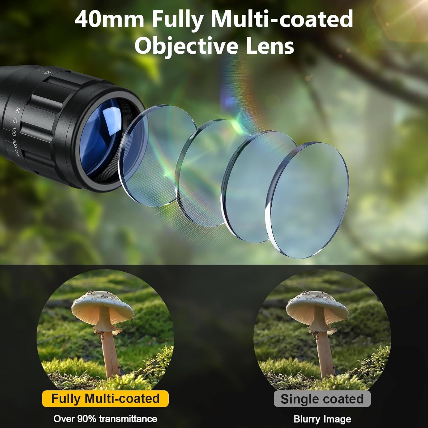 image:imageCVLIFE 39x40AO Rifle Scope Optics R4 Reticle Crosshair Scope with Mounts20mm Picatinny