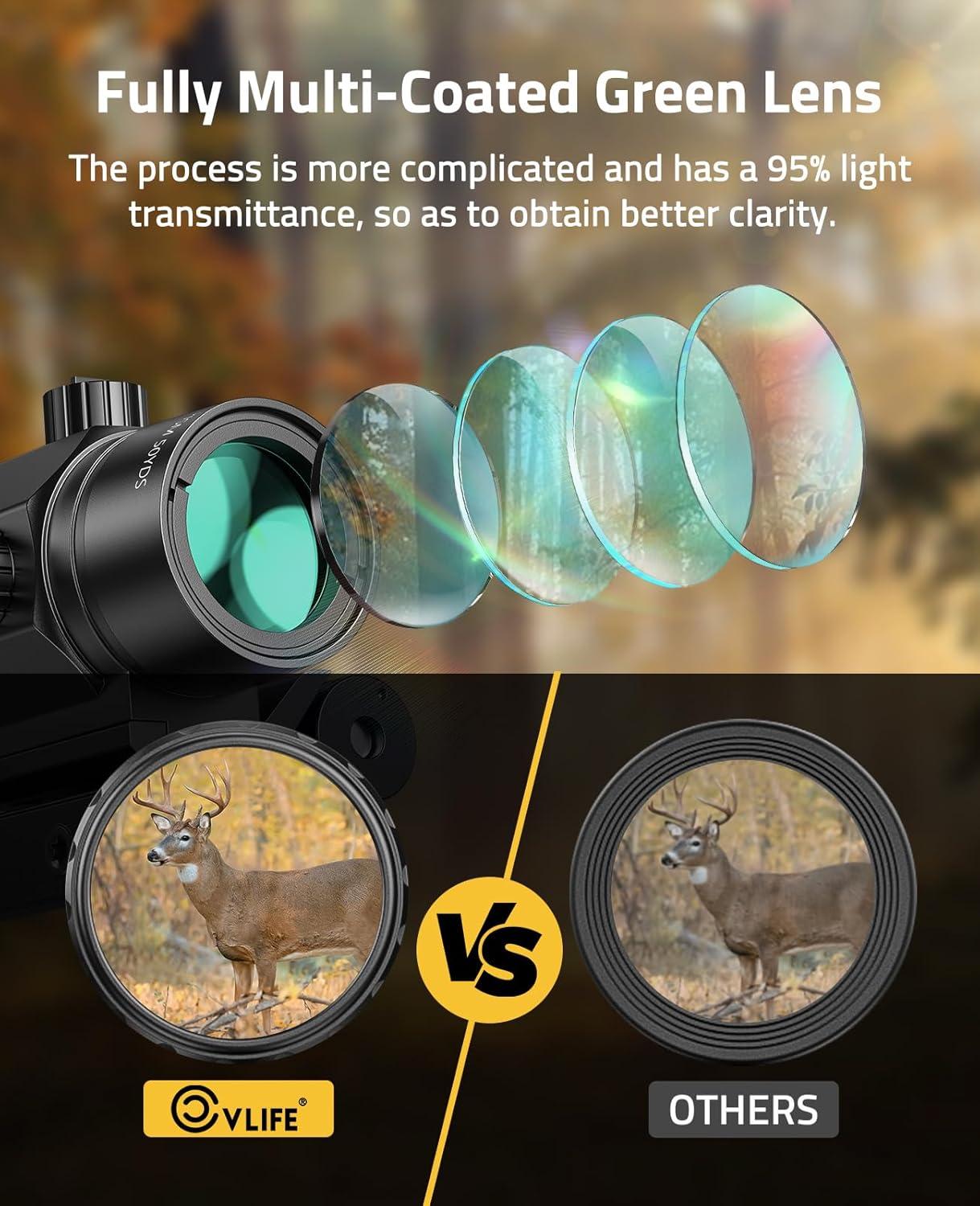 image:imageCVLIFE 3X Red Dot Magnifier with Flip to Side Mount Focus Adjustment Windageamp Elevation Adjustable for Picatinny Rail 22 inches of Eye Relief 363840MM Height
