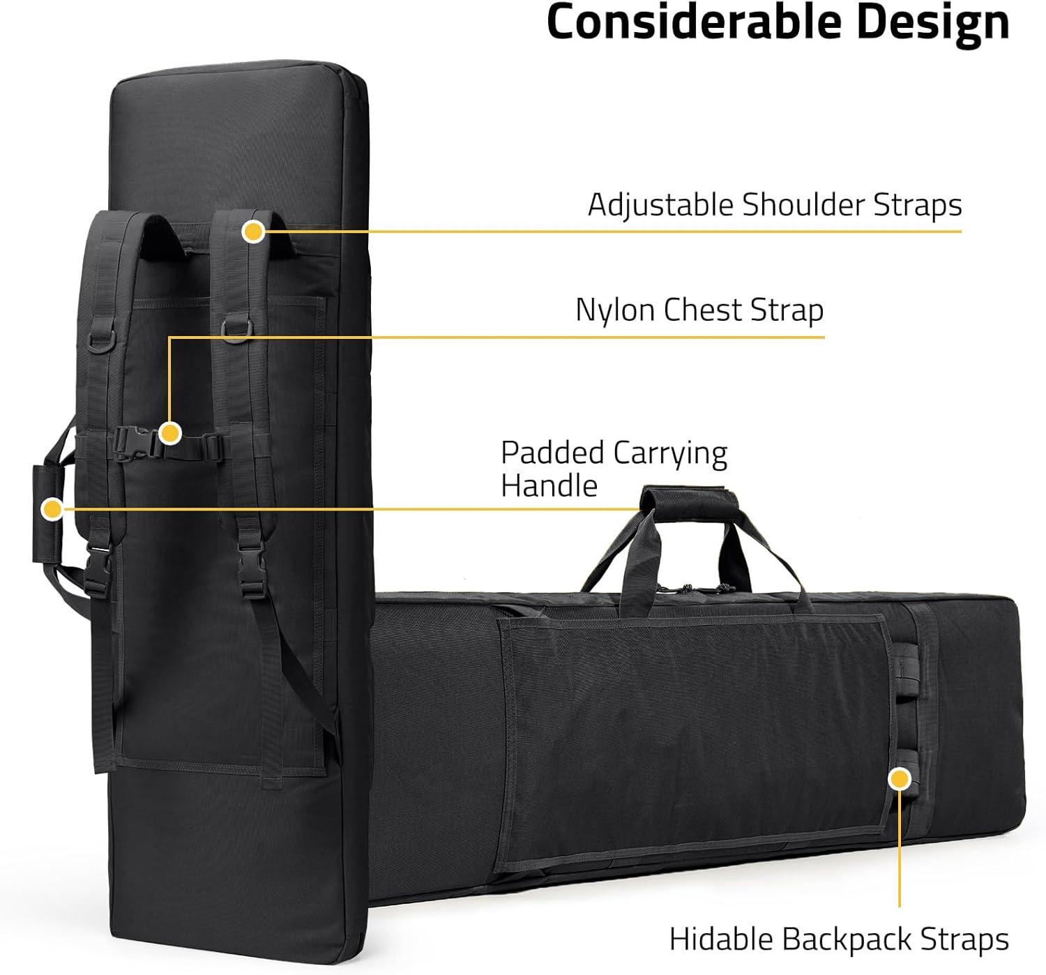 image:imageCVLIFE 42 Soft Rifle Case Rifle Bag Double Long Gun Bag Gun Case Rifle Backpack with Lockable Zipper and Backpack Strap for Outdoor Hunting ShootingBlack