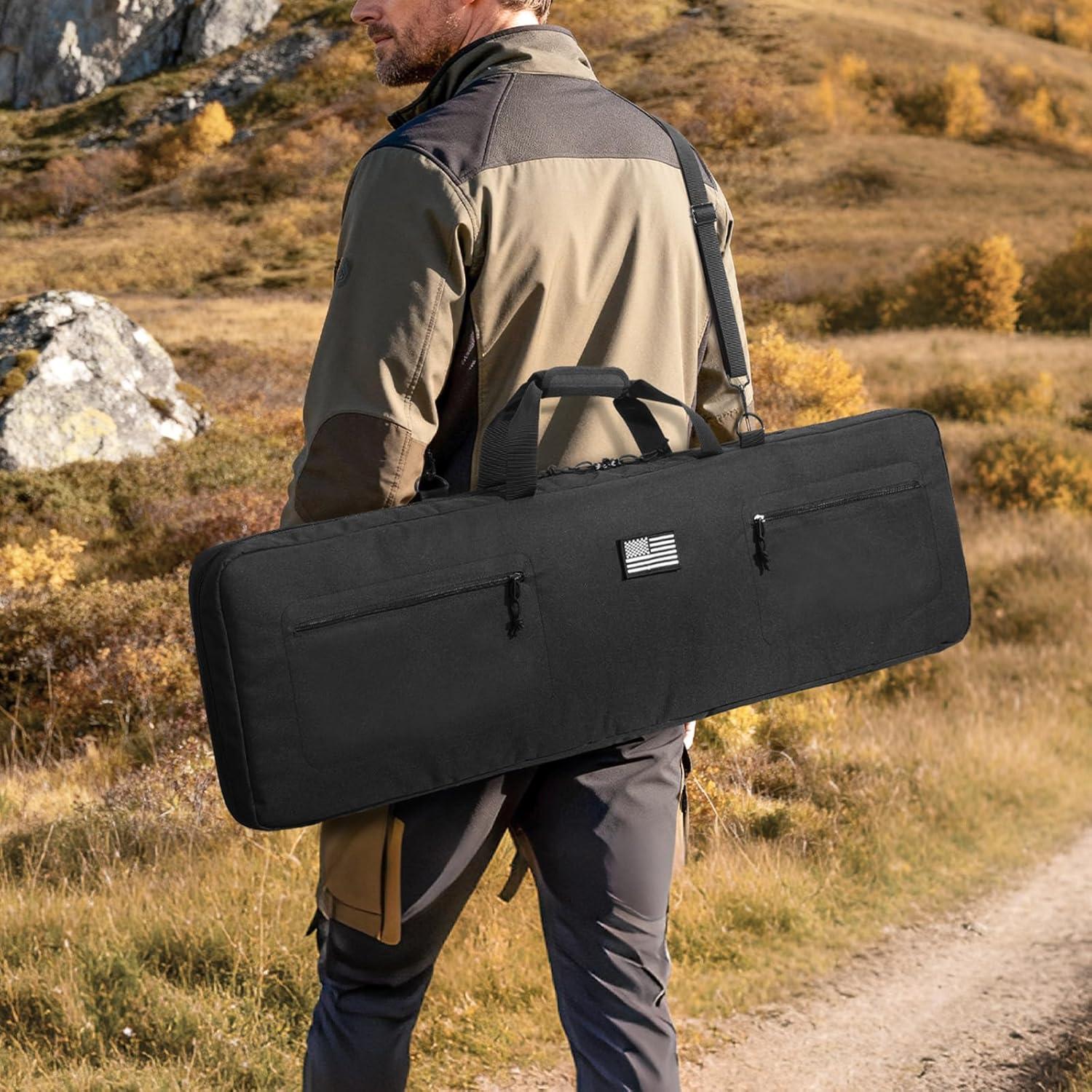 image:imageCVLIFE 42 Soft Rifle Case Rifle Bag with Zipper Pockets Long Gun Bag with Adjustable Strap and Padded Handle Gun Case for Outdoor Hunting Shooting Range Black