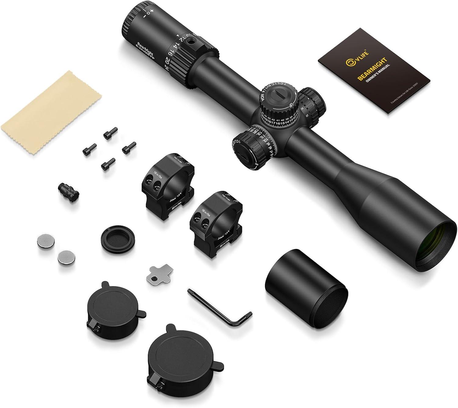 image:imageCVLIFE BearMight ED 624x50 FFP Rifle Scope ED Glass Zero Stop Illuminated MOA Reticle Side Focus Parallax Adjustment First Focal Plane Long Range Rifle Scope for Hunting 34mm Tube