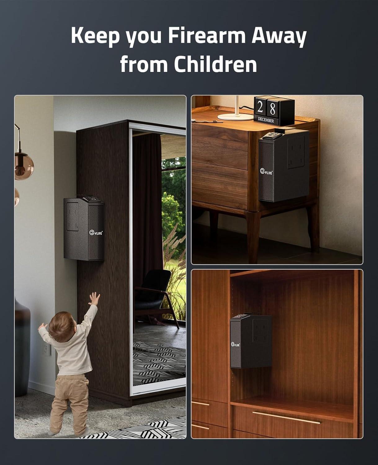 image:imageCVLIFE Biometric Gun Safe for Handgun QuickAccess Safety Device with Fingerprint Lock or Key Pad Gun Lock Box for Home Bedside Nightstand