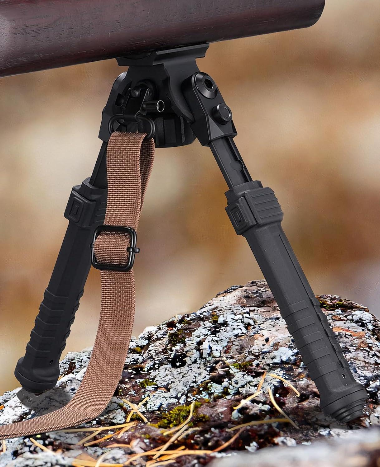 image:imageCVLIFE Bipod Mount to Sling Swivel Stud Rifle Bipod Made of Aluminum and HighStrength Polymer Adjustable Height and Angle Stable and SturdyBlack