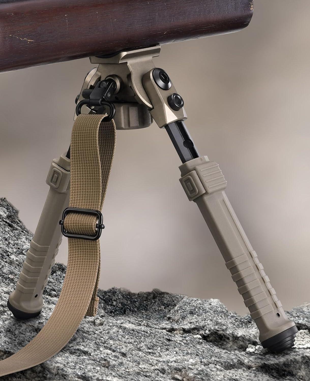 image:imageCVLIFE Bipod Mount to Sling Swivel Stud Rifle Bipod Made of Aluminum and HighStrength Polymer Adjustable Height and Angle Stable and SturdyFlat Dark Earth