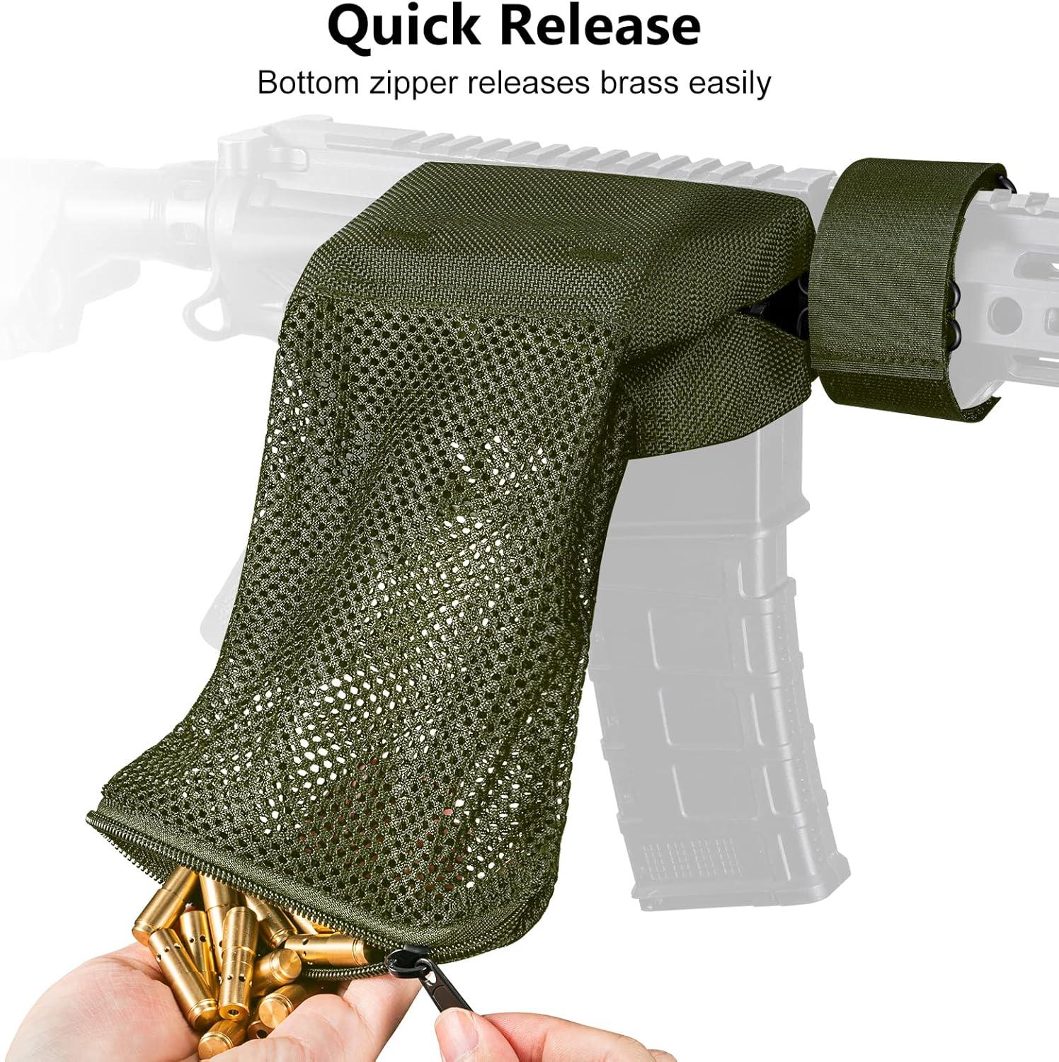 image:imageCVLIFE Brass Shell Catcher Cartridge Collector Mesh Heat Resistant Padded Mesh Brass Casing Catcher with Zippered Bottom Quick Release Brass Catchergreen
