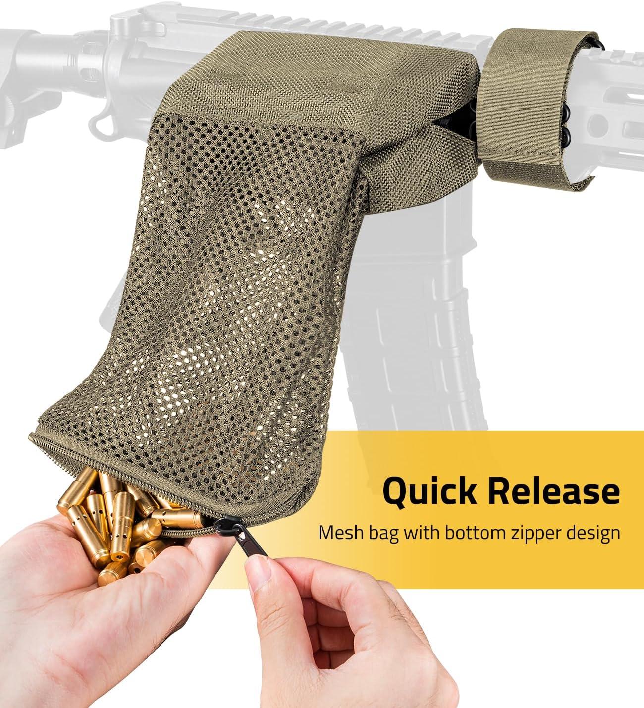 image:imageCVLIFE Brass Shell Catcher Cartridge Collector Mesh Heat Resistant Padded Mesh Brass Casing Catcher with Zippered Bottom Quick Release Brass Catchersand