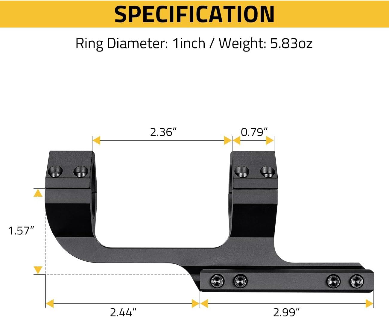 image:imageCVLIFE Cantilever Scope Mounts Offset Dual Ring OnePiece Scope Mount Lightweight Aluminum1 Inch