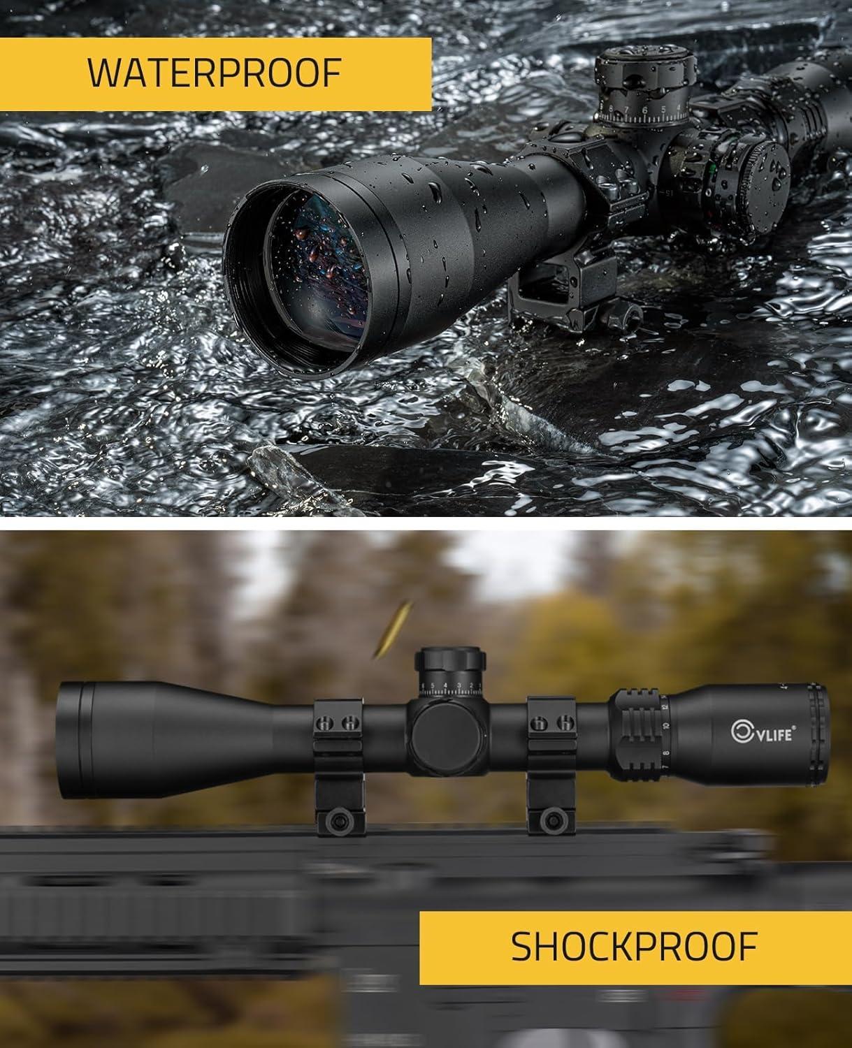 image:imageCVLIFE EagleFeather 416X44 Side Focus Parallax Rifle Scope for Hunting Illuminated MilDot Reticle 30mm Tube Long Range Scope Second Focal Plane Riflescope