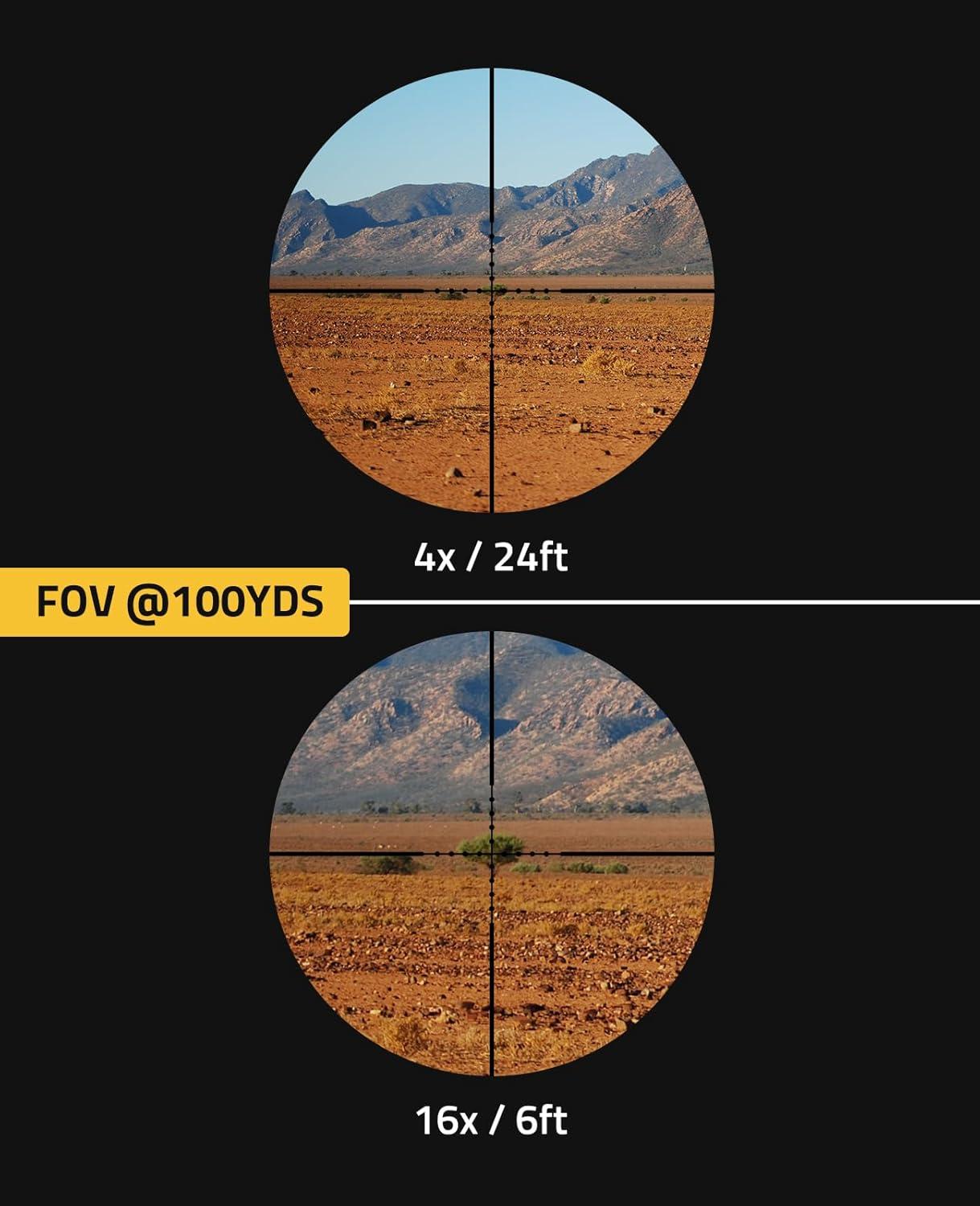 image:imageCVLIFE EagleFeather AO Rifle Scope Medium Range Scope with Locking Turret Red and Green Illuminated 1 Tube Optics for Hunting SFP Riflescope with Sunshade and Mount416X50
