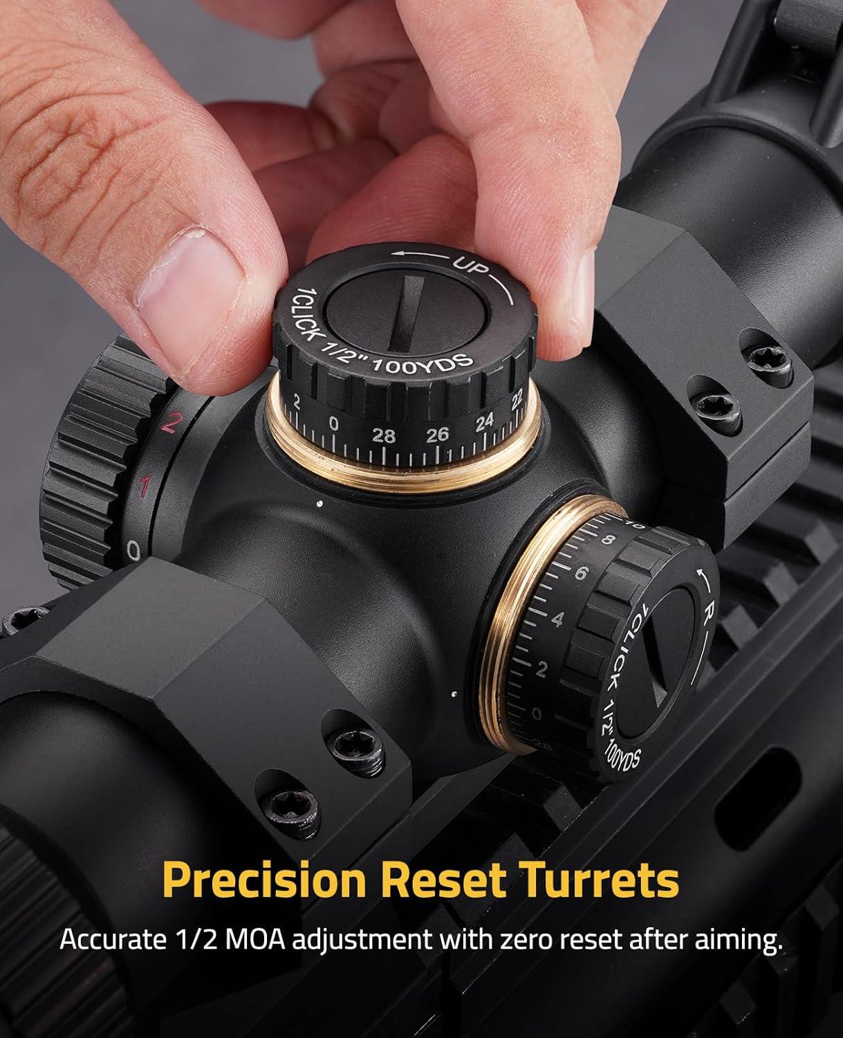 image:imageCVLIFE EagleFeather LPVO Rifle Scope with 30mm Cantilever Mount 5 Levels Red amp Green Illumination Reticle Second Focal Plane Scopes with Zero Reset16x24