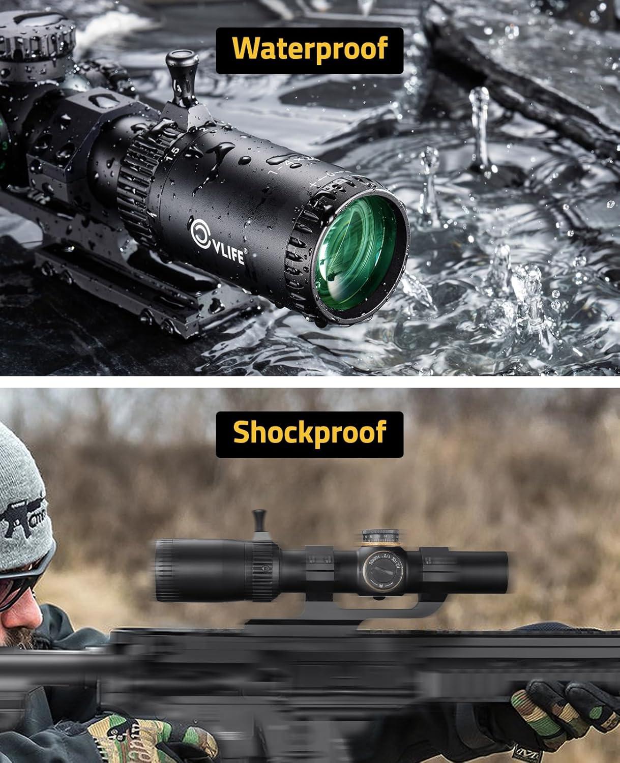 image:imageCVLIFE EagleFeather LPVO Rifle Scope with 30mm Cantilever Mount 5 Levels Red amp Green Illumination Reticle Second Focal Plane Scopes with Zero Reset14x24