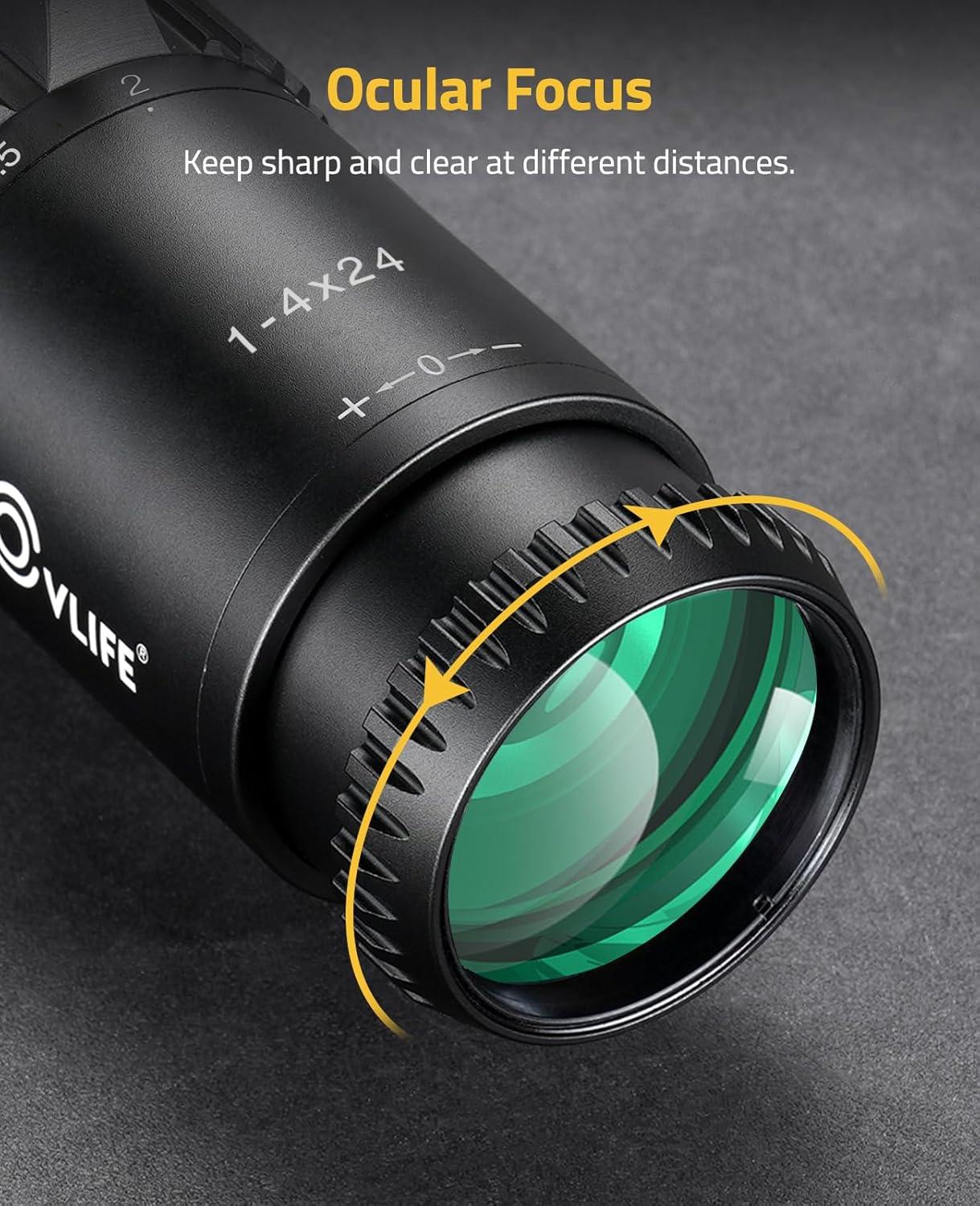 image:imageCVLIFE EagleFeather LPVO Rifle Scope with 30mm Cantilever Mount 5 Levels Red amp Green Illumination Reticle Second Focal Plane Scopes with Zero Reset14x24