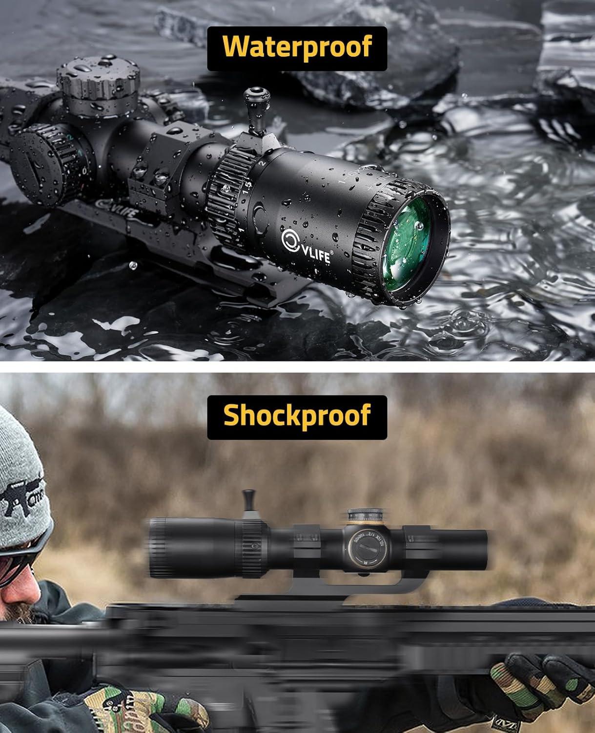 image:imageCVLIFE EagleFeather LPVO Rifle Scope with 30mm Cantilever Mount 5 Levels Red amp Green Illumination Reticle Second Focal Plane Scopes with Zero Reset16x24