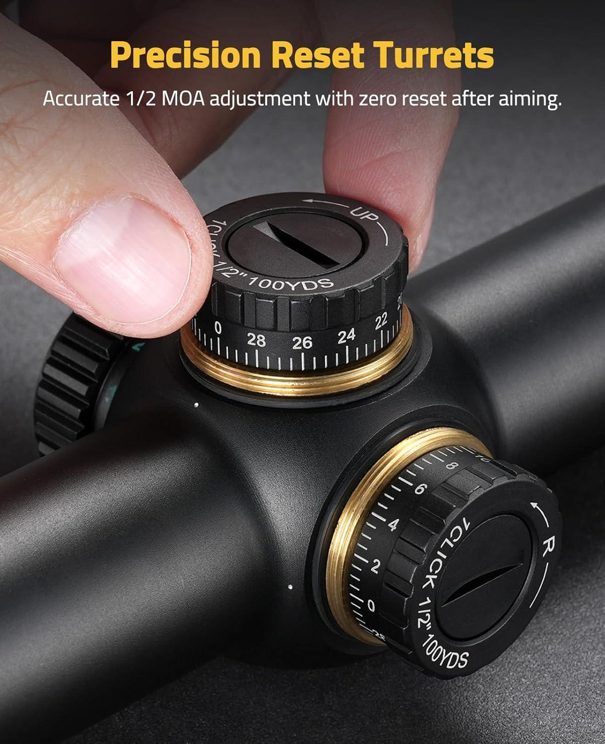 image:imageCVLIFE EagleFeather LPVO Rifle Scope with 30mm Cantilever Mount 5 Levels Red amp Green Illumination Reticle Second Focal Plane Scopes with Zero Reset14x24