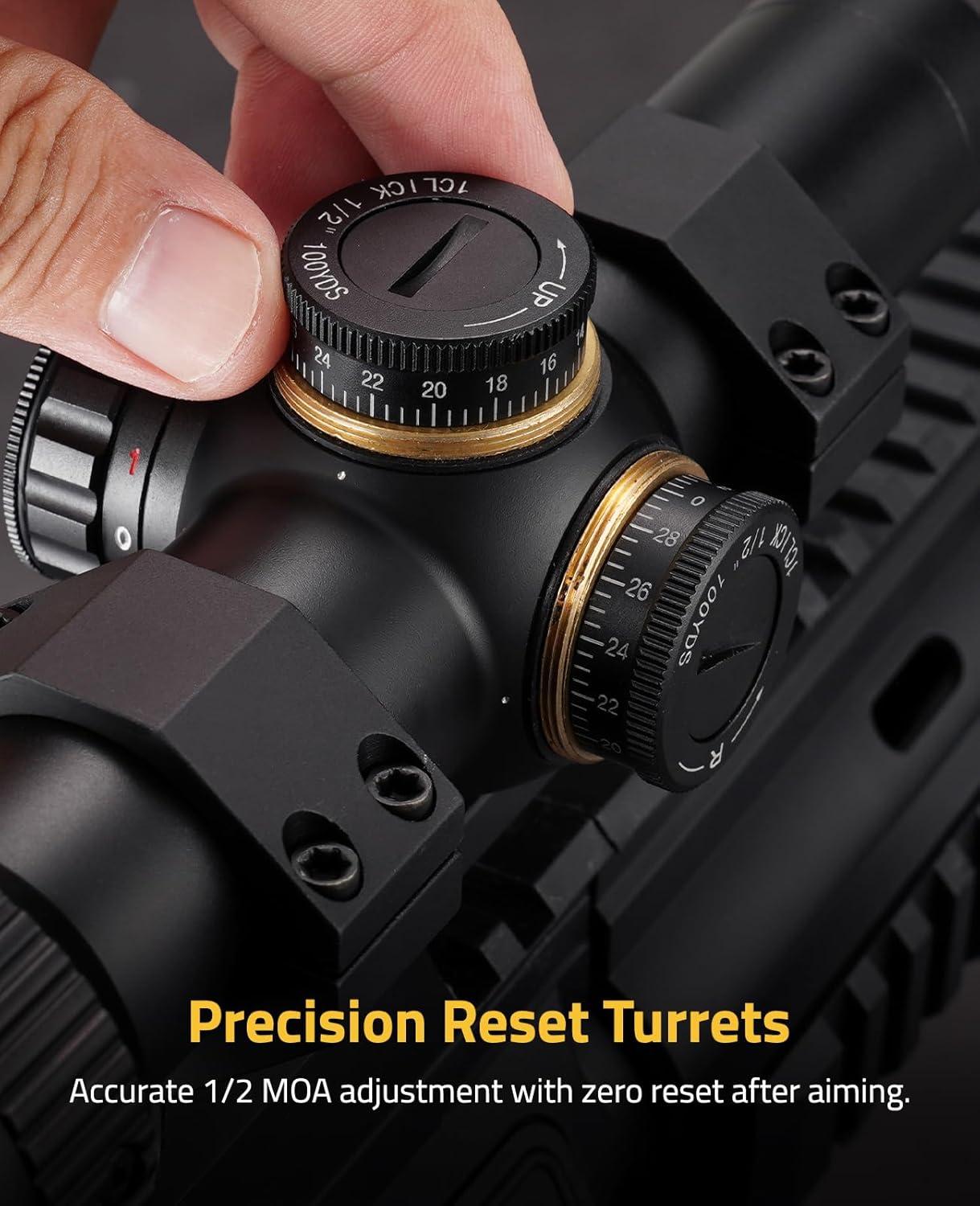 image:imageCVLIFE EagleFeather LPVO Rifle Scope with 30mm Cantilever Mount 5 Levels Red amp Green Illumination Reticle Second Focal Plane Scopes with Zero Reset16x24