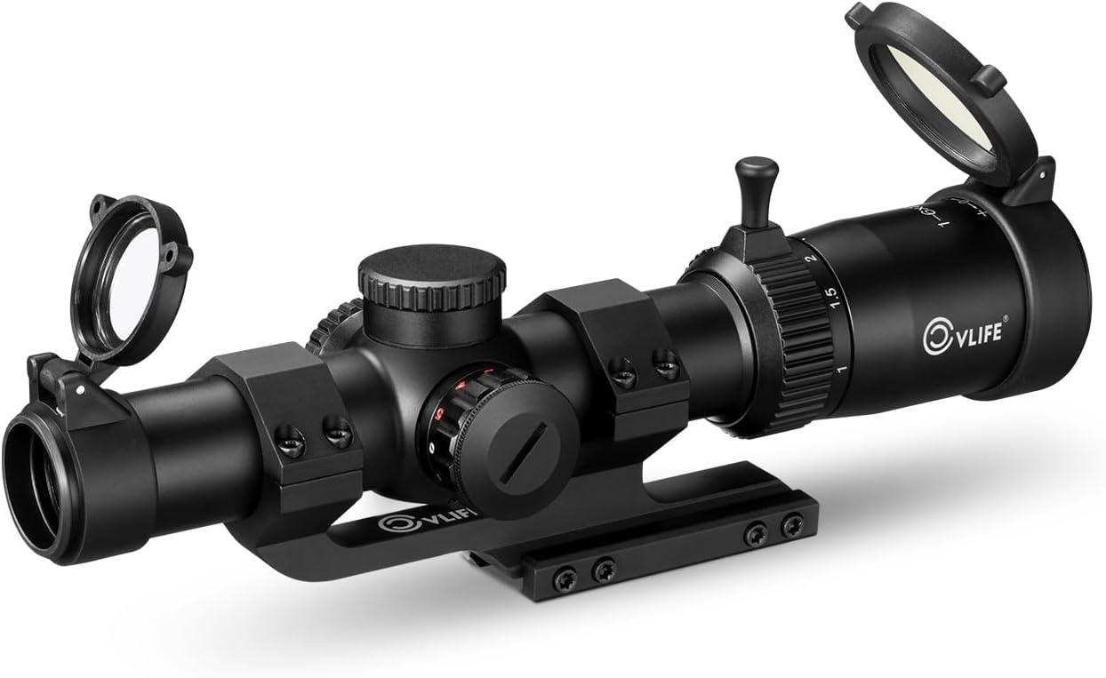 image:imageCVLIFE EagleFeather LPVO Rifle Scope with 30mm Cantilever Mount 5 Levels Red amp Green Illumination Reticle Second Focal Plane Scopes with Zero Reset16x24