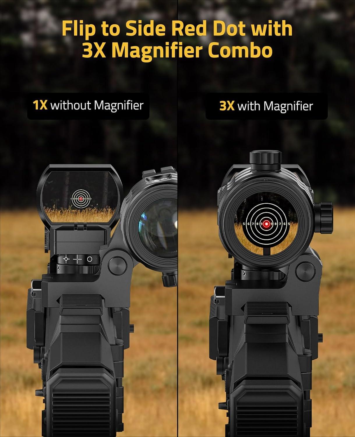 CVLIFE EagleFeather Multiple Reticle Red/Green Dot and Magnifier Combo ...