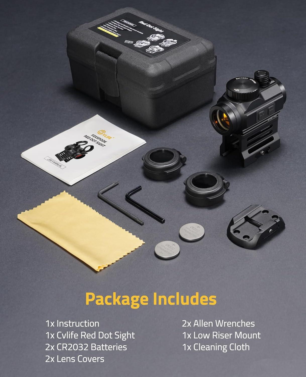 image:imageCVLIFE FoxSpook Motion Awake Red Dot Sight 2 MOA Red Dot Scope Auto On amp Off 1x20mm Red Dot Optics with Low Profile and Lower 13 CoWitness Mount Flip Lens Covers and AntiReflection Device