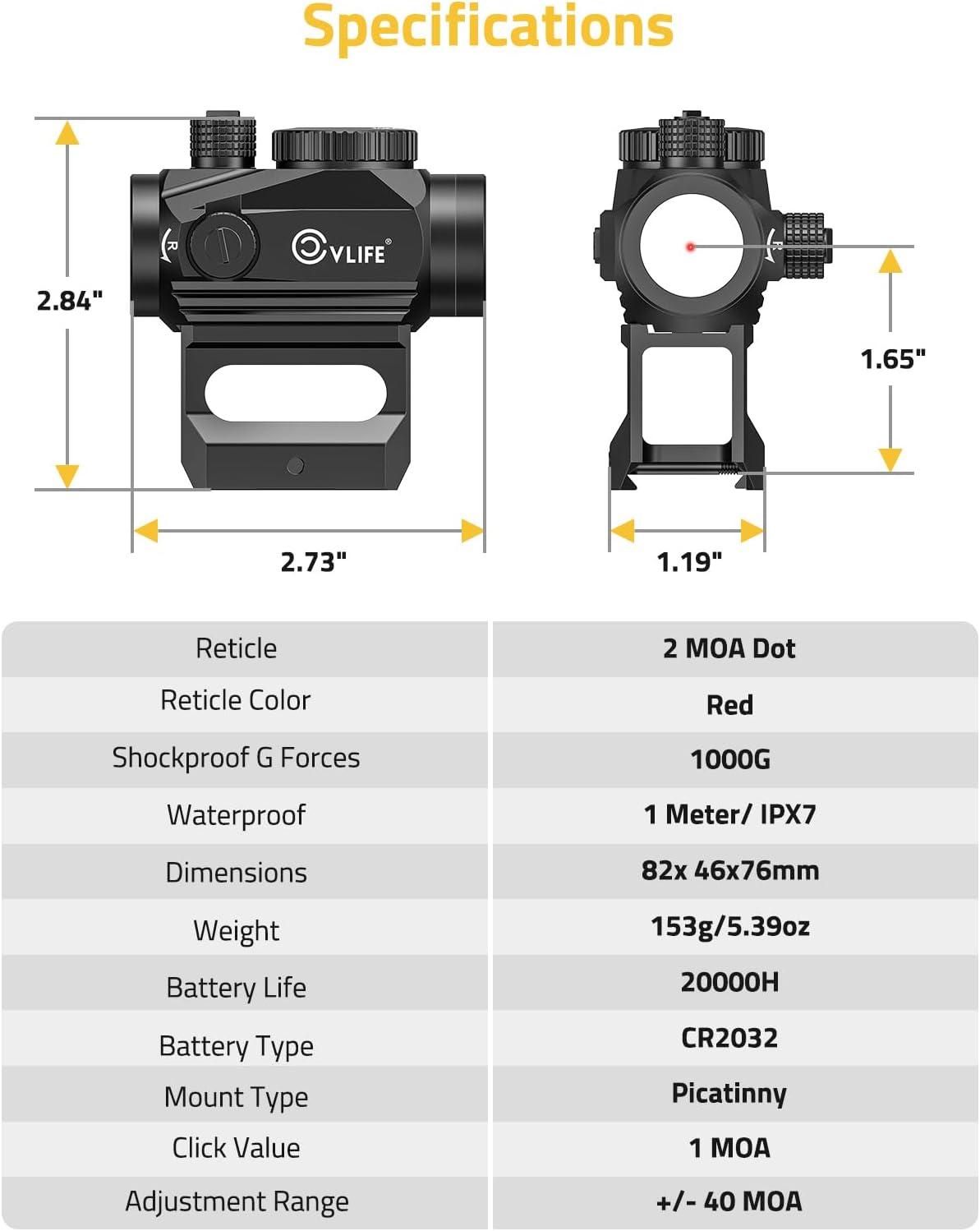 image:imageCVLIFE FoxSpook Motion Awake Red Dot Sight1x20mm 2MOA Red dot Scope Auto On amp Off Compact Optics with Low Profile and Lower 13 CoWitness Mount Flip Up Lens Covers and 12 Brightness Button Settings