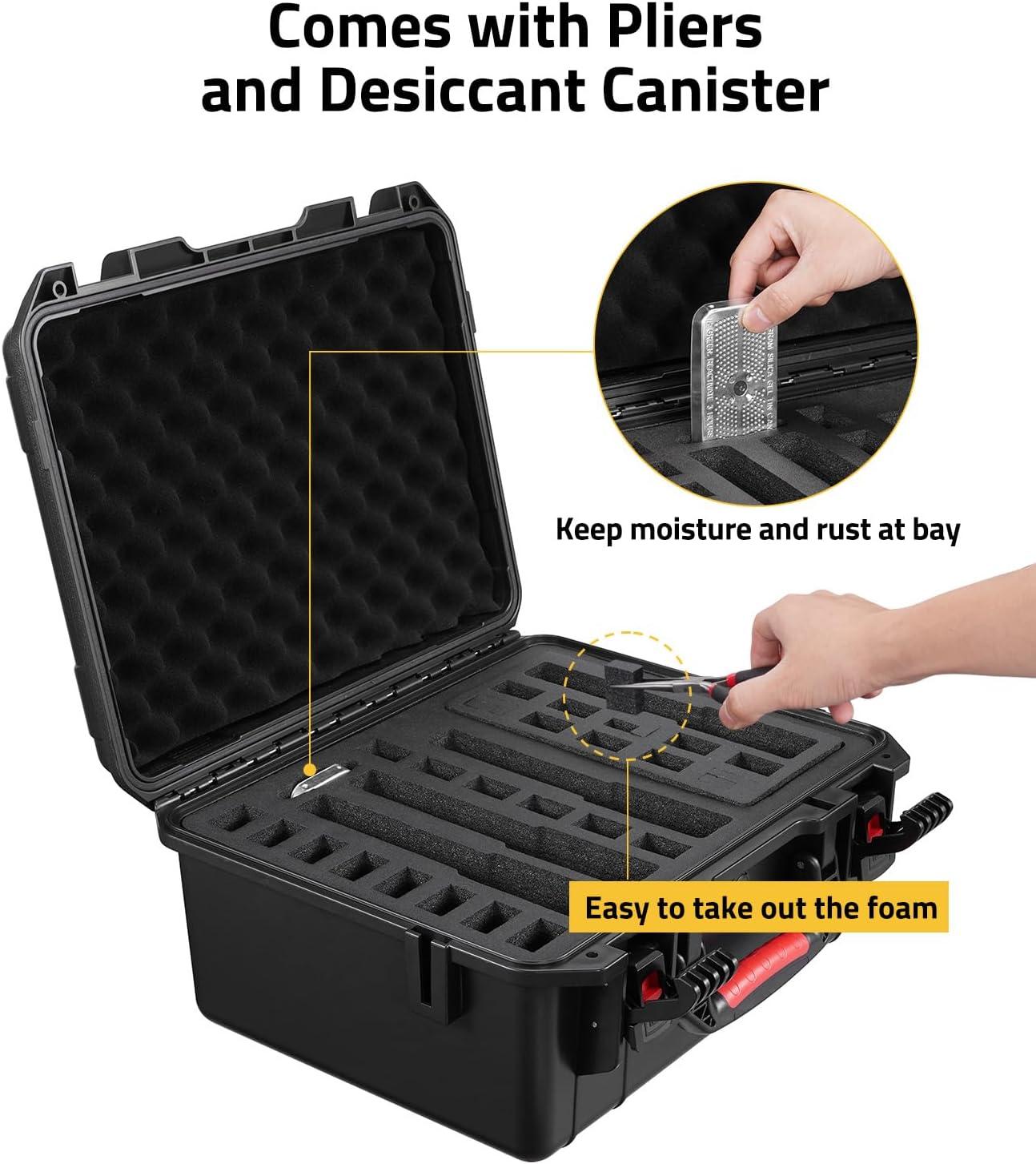 image:imageCVLIFE Gun Cases for Handguns 18 Pistol Case Holds Multiple HandgunsMagsBullets Hard Shell Pistol Case Heavy Duty Firearm Case for Range Trips Waterproof amp Shockproof Handgun CaseFor 4 Pistols 24 Mags