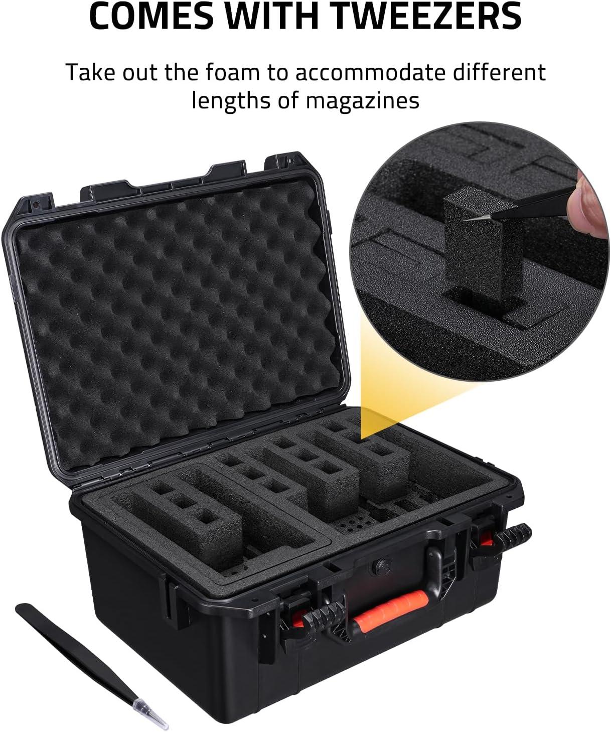 image:imageCVLIFE Gun Cases for Handguns 18 Pistol Case Holds Multiple HandgunsMagsBullets Hard Shell Pistol Case Heavy Duty Firearm Case for Range Trips Waterproof amp Shockproof Handgun CaseFor 5 Pistols 12 Mags