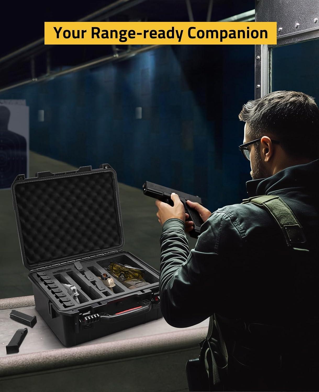 image:imageCVLIFE Gun Cases for Handguns 18 Pistol Case Holds Multiple HandgunsMagsBullets Hard Shell Pistol Case Heavy Duty Firearm Case for Range Trips Waterproof amp Shockproof Handgun CaseFor 4 Pistols 24 Mags