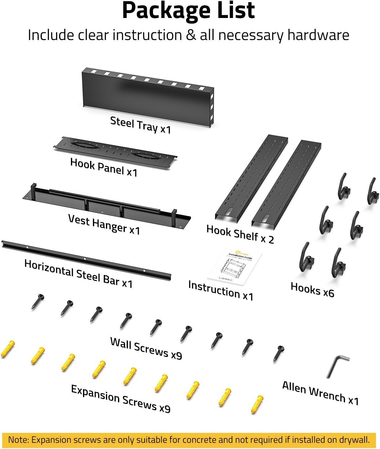 image:imageCVLIFE Gun Rack for Wall Indoor Gun Rack Wall Mount with Shelf amp Accessory Panel Horizontal HeavyDuty Gun Display Holder for RifleShotgun Gear Wall MountedCompact Gun Rack