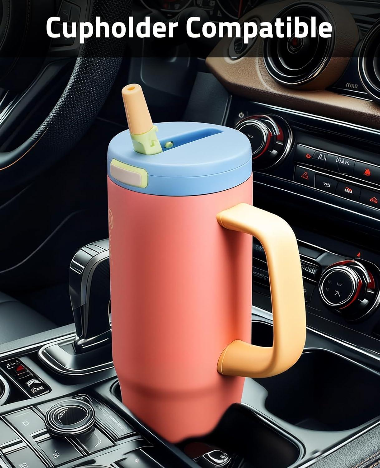 image:imageCVLIFE Insulated Tumblers with Handle Leak Proof Tumbler with Lid and Flip Straw 32 oz Insulated Water Bottle Fits in Cup HolderCarmine