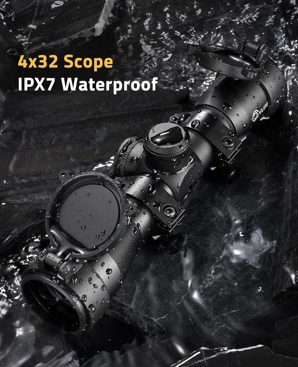 image:imageCVLIFE JackalHowl 4X32 Compact Rifle Scope for 22 Caliber Rifles with BDC Reticle Ideal for Medium to LongRange Hunting up to 500 Yards11mm Dovetail