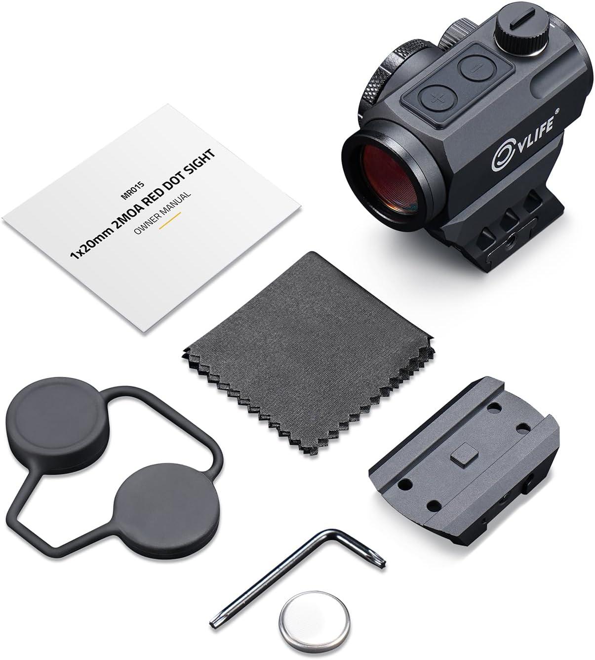 image:imageCVLIFE JackalHowl Red Dot Sight 1x20mm 2 MOA Motion Awake Red Dot with 10 Brightness Settings IPX7 Waterproof Compact Optics with Absolute CoWitness Mount