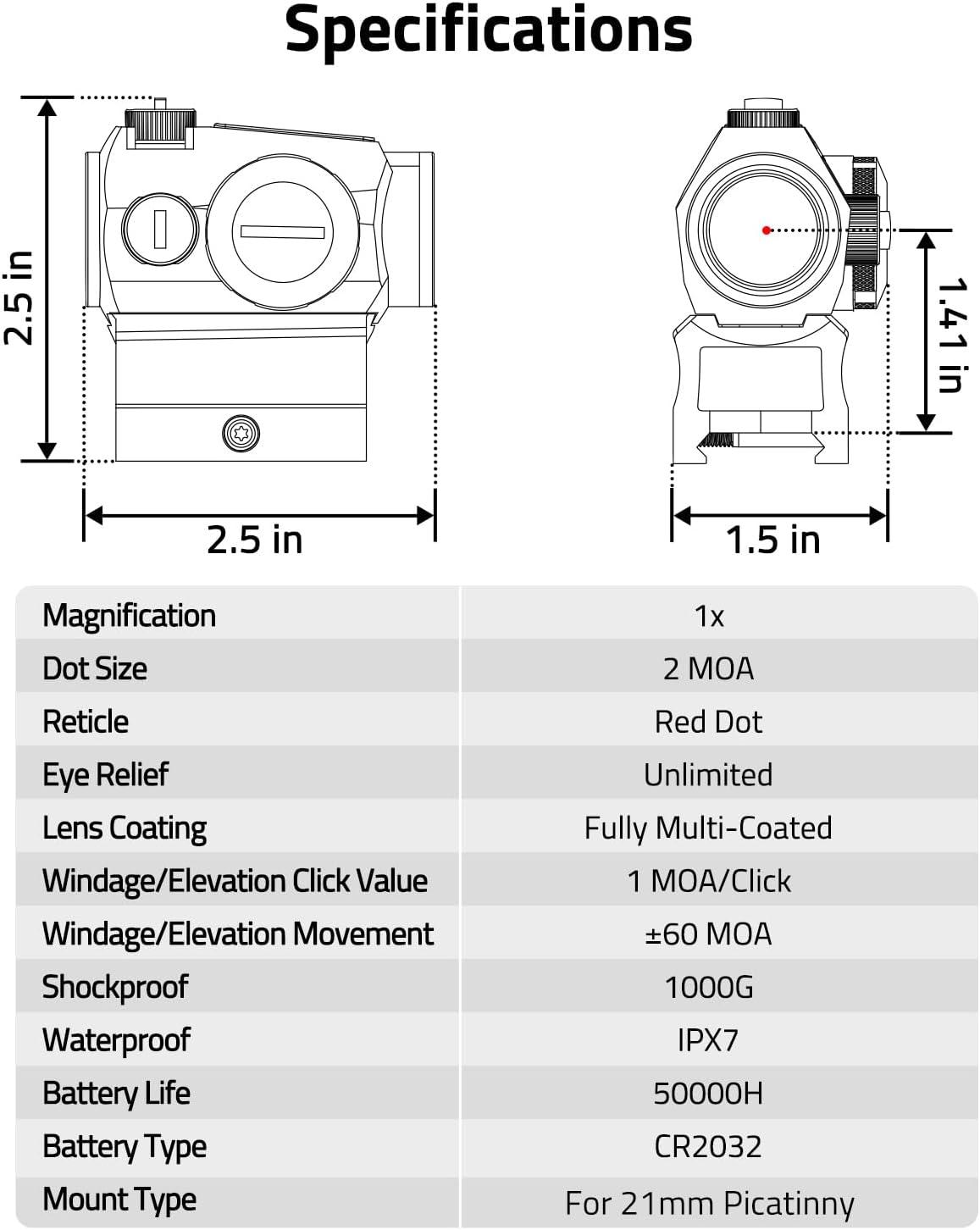 image:imageCVLIFE JackalHowl Red Dot Sight Motion Awake 2 MOA Red Dot Optics IPX7 Waterproof amp Fogproof 50000H Battery Life 1x20mm Compact Red Dot Scope for 21mm Picatinny Rail Absolute CoWitnessSand