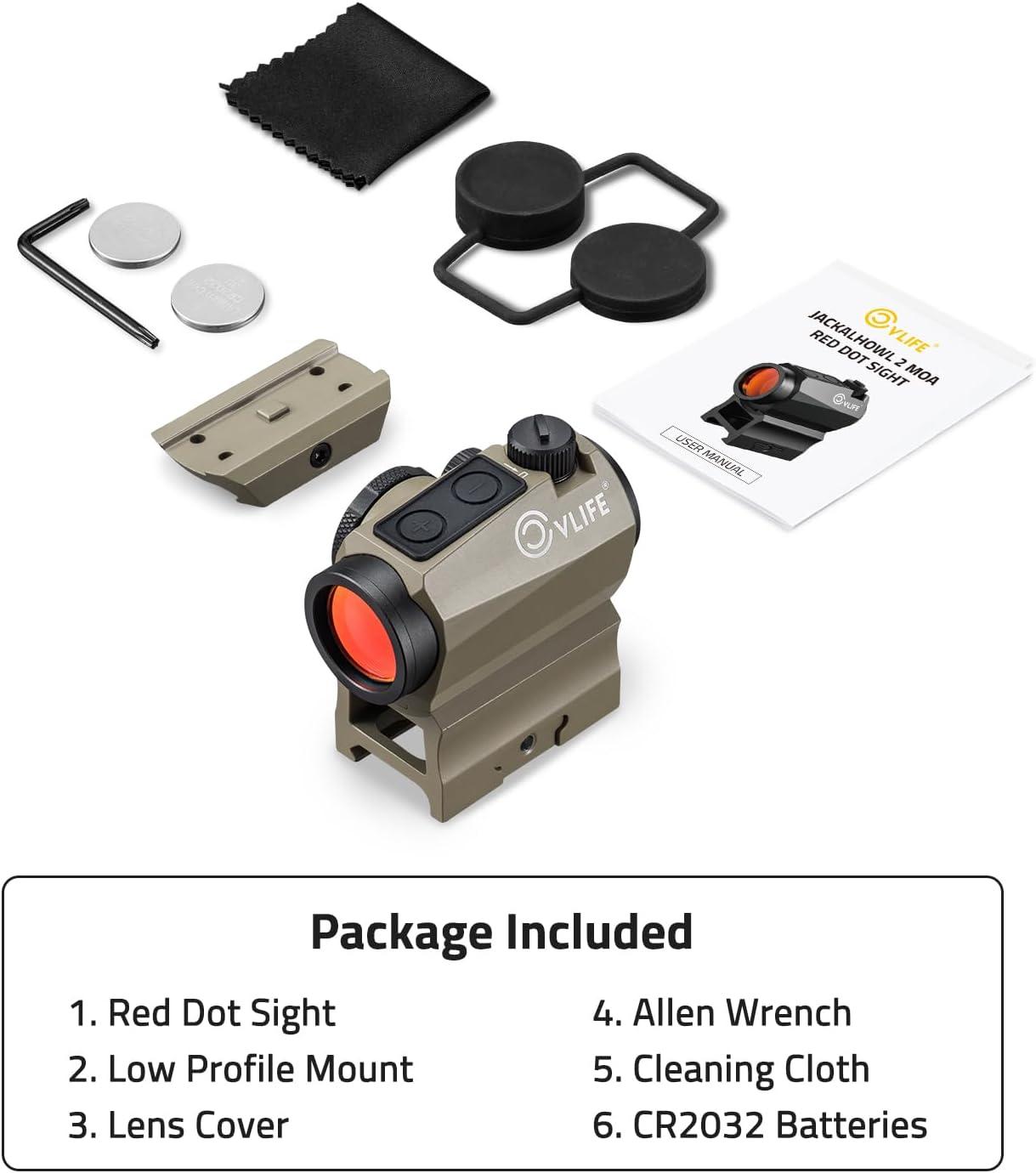 image:imageCVLIFE JackalHowl Red Dot Sight Motion Awake 2 MOA Red Dot Optics IPX7 Waterproof amp Fogproof 50000H Battery Life 1x20mm Compact Red Dot Scope for 21mm Picatinny Rail Absolute CoWitnessSand