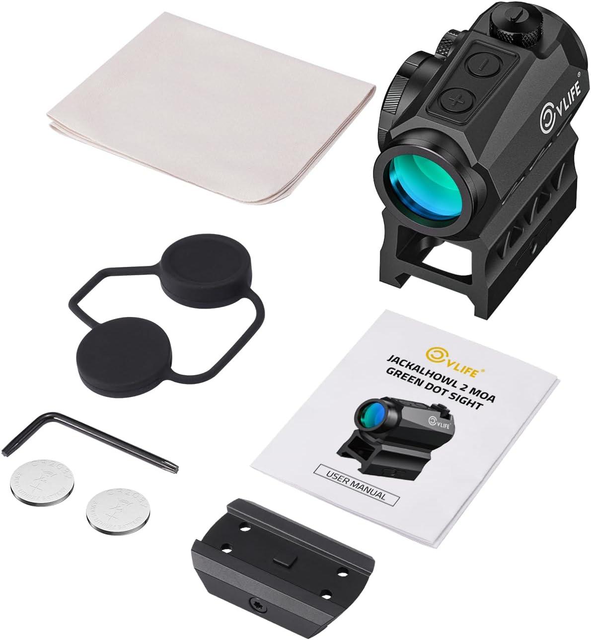 image:imageCVLIFE JackalHowl Red Dot Sight1x20mm 2MOA Red dot Motion Awake Red Dot Scope Compact Red Dot Optics with CoWitness Riser and LowProfile Mount10 Brightness Button SettingsGREEN DOT