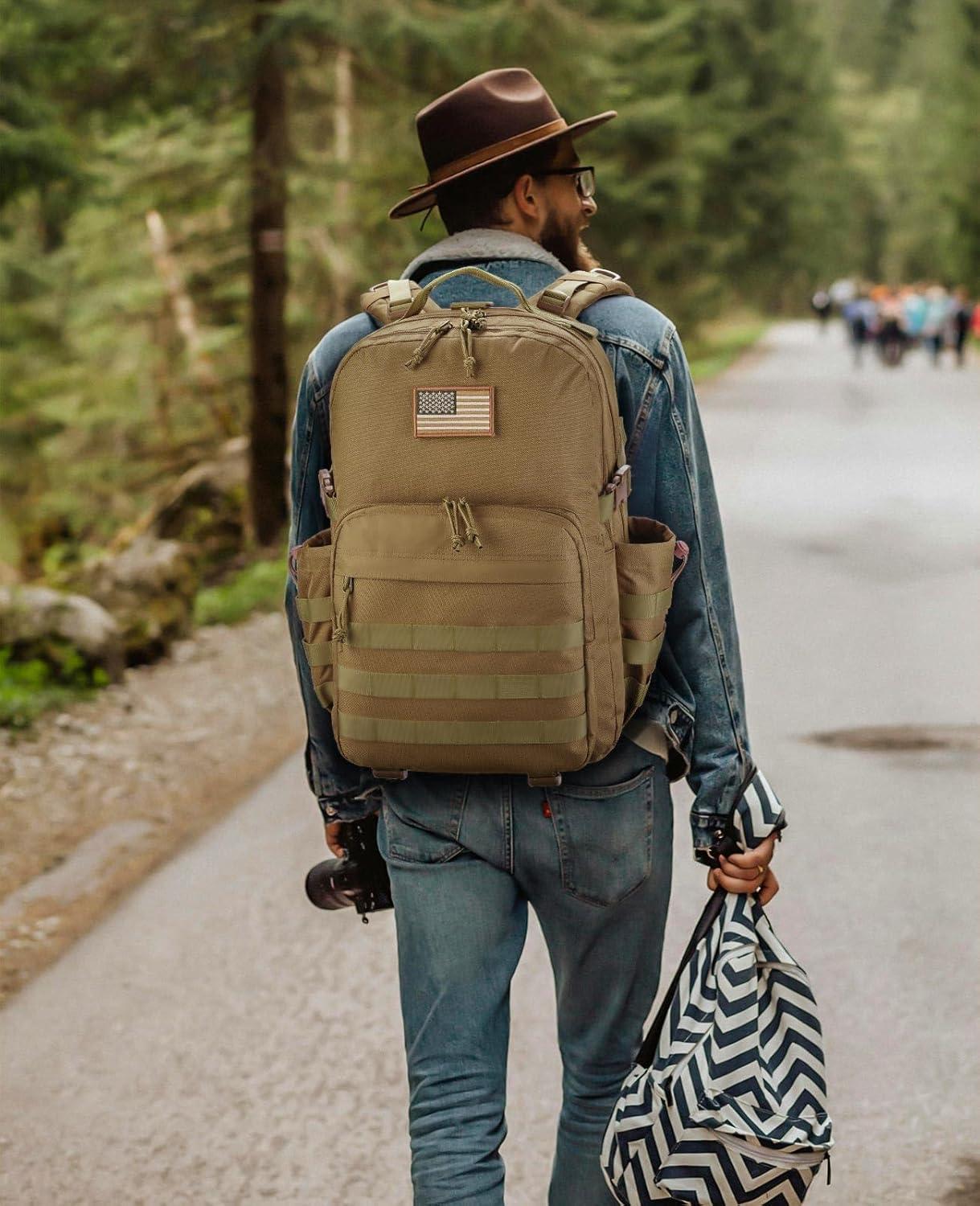 image:imageCVLIFE Military Travel Backpack for Men 40L Tactical Work Backpack Molle Rucksack Large Bookbag Army Day Pack with Bottle Holder for Women Outdoor Camping Sport Hiking Trekking Everyday Carry Tan
